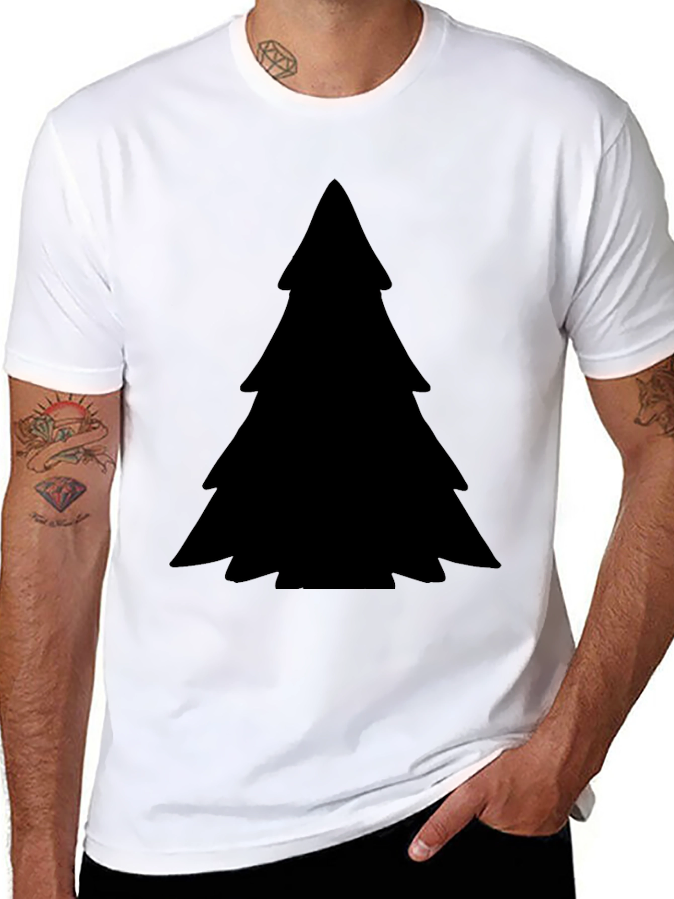 Solid Black Christmas Tree Graphic Tee
