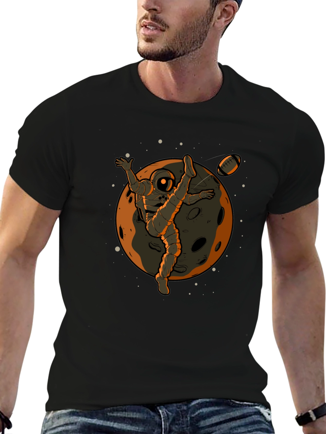 Astronaut Football Kick Graphic Tee