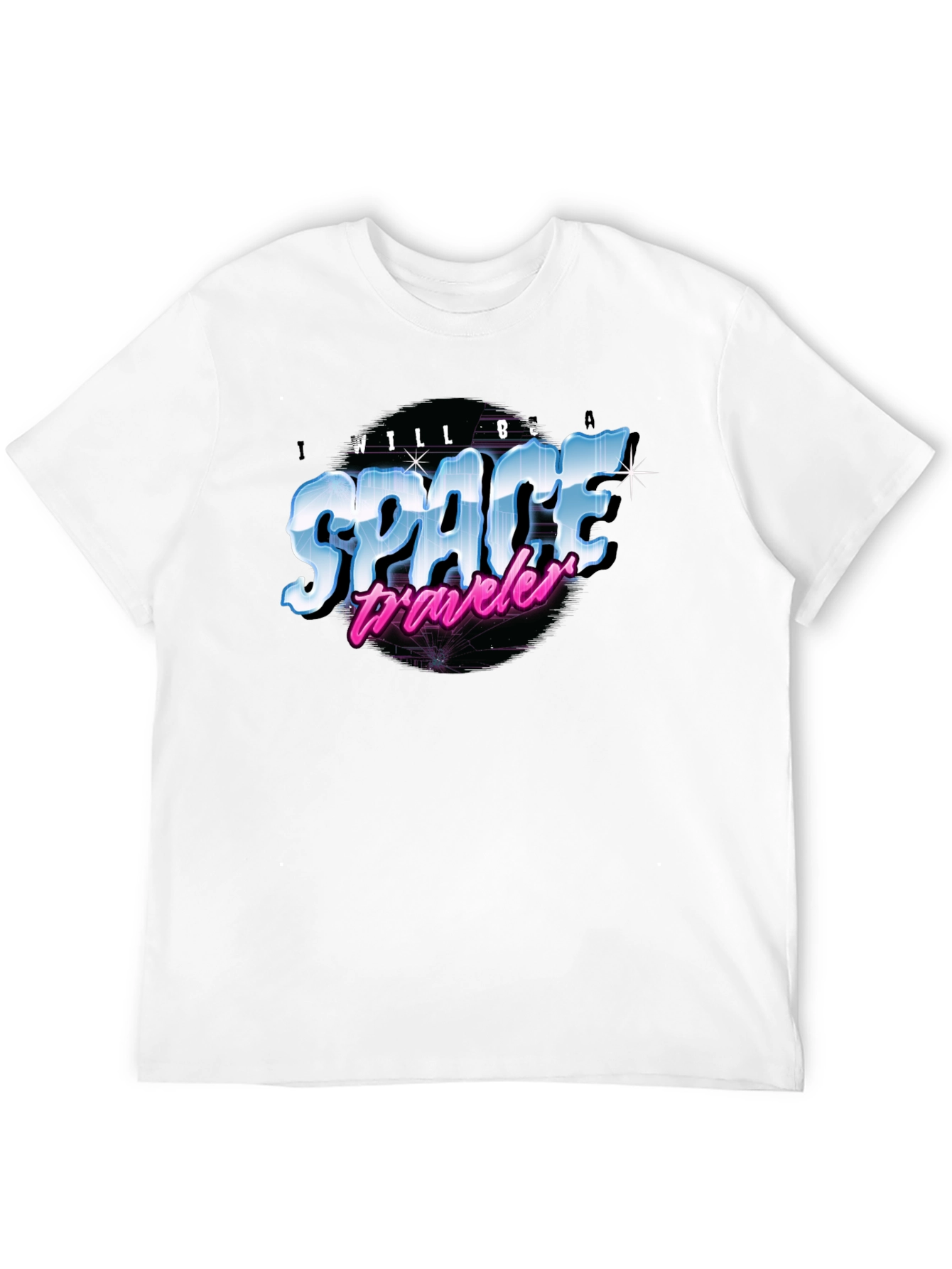 Retro Space Traveler Black T-Shirt