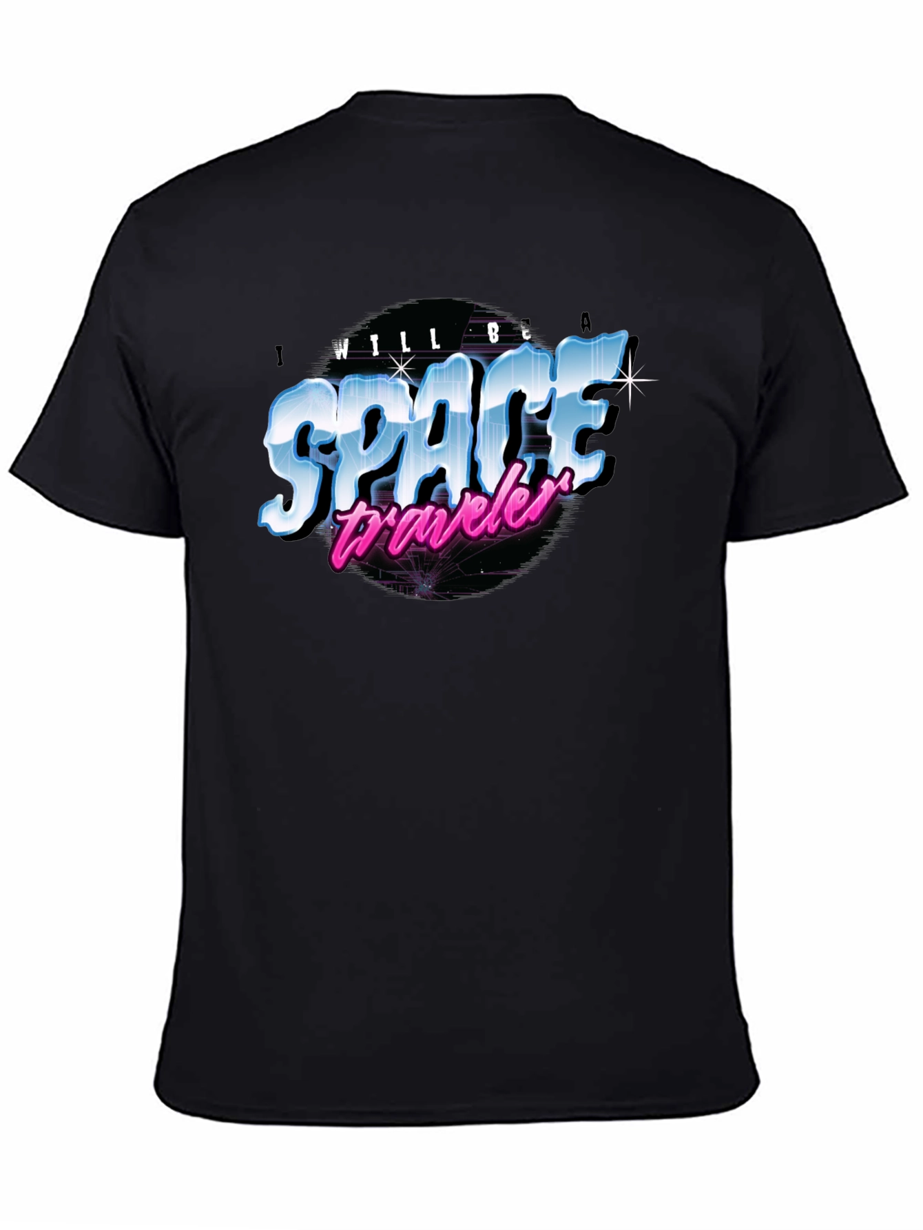 Retro Space Traveler Black T-Shirt