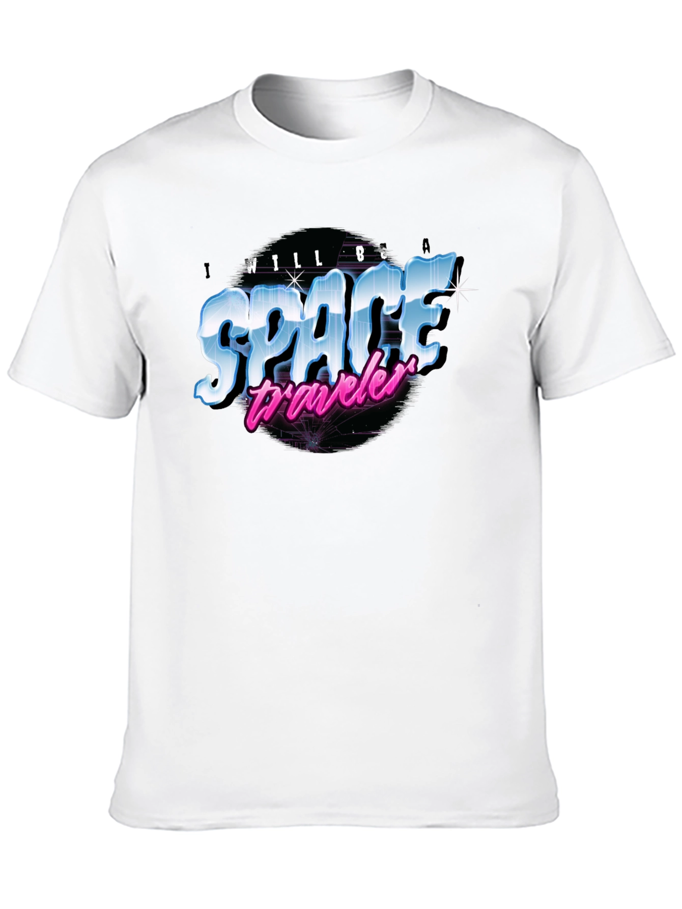 Retro Space Traveler Black T-Shirt
