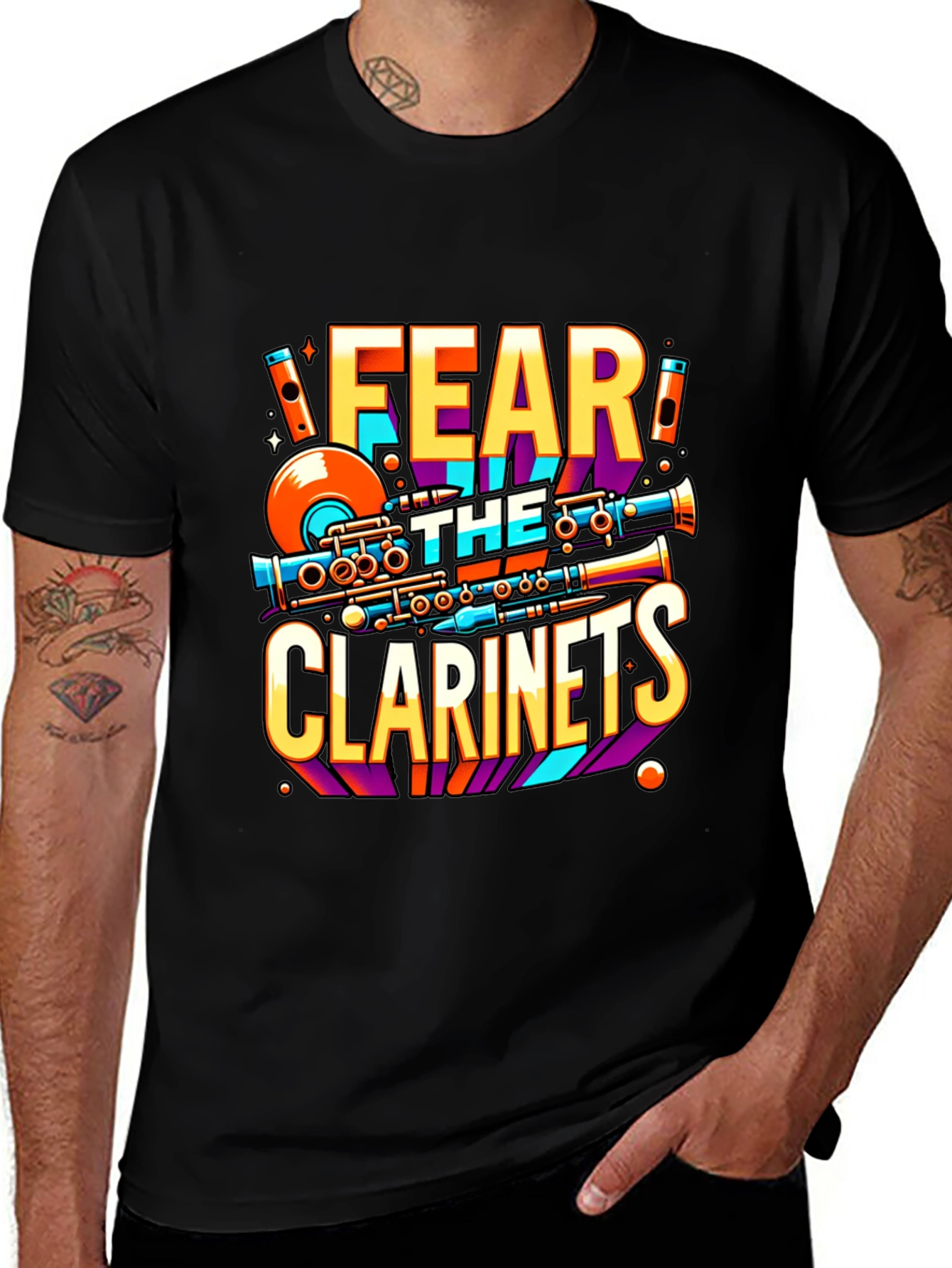 Fear the Clarinets Graphic Tee - Musicians Novelty T-Shirt