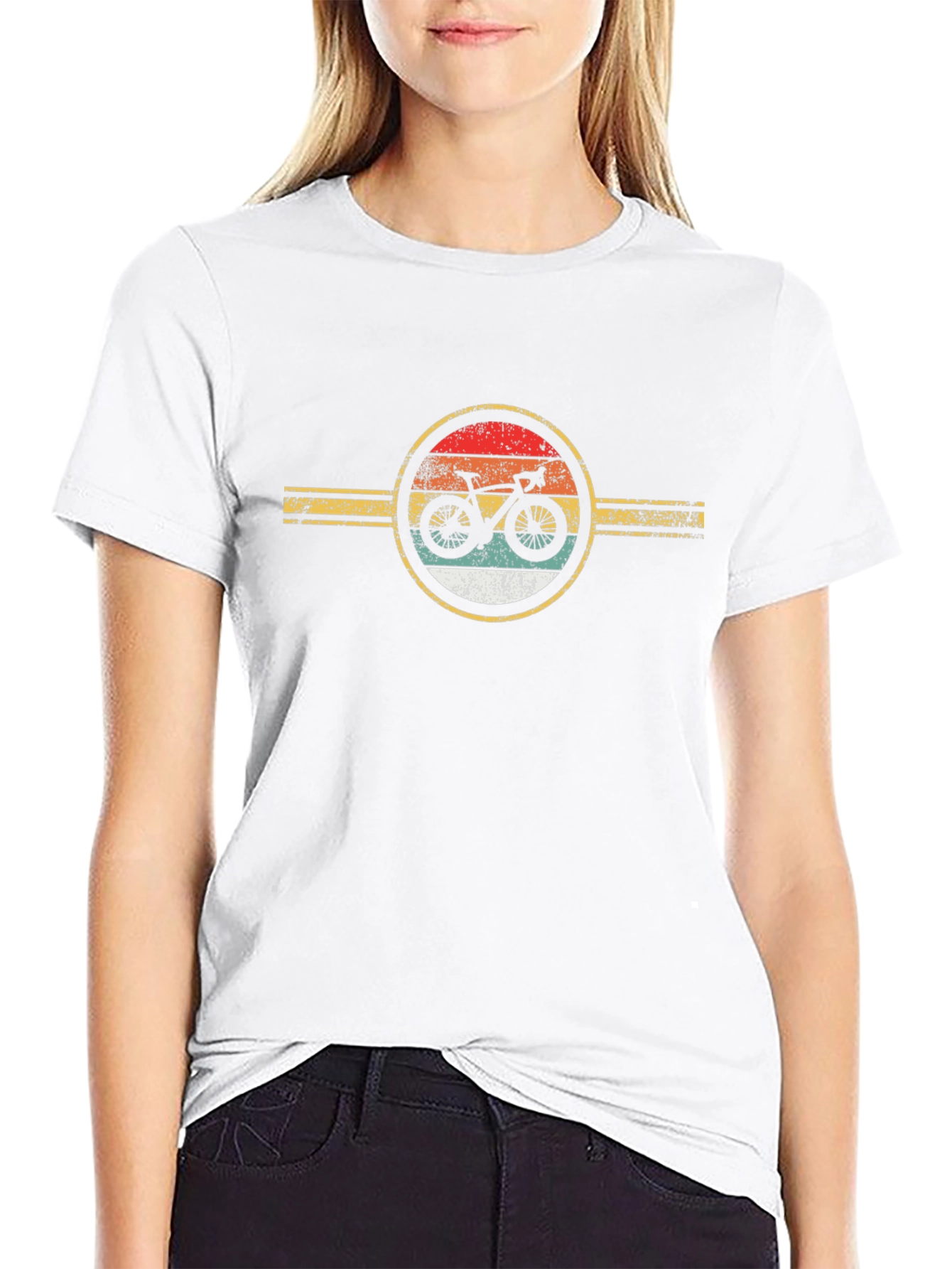 Retro Bicycle Graphic Tee - Black Cotton T-Shirt
