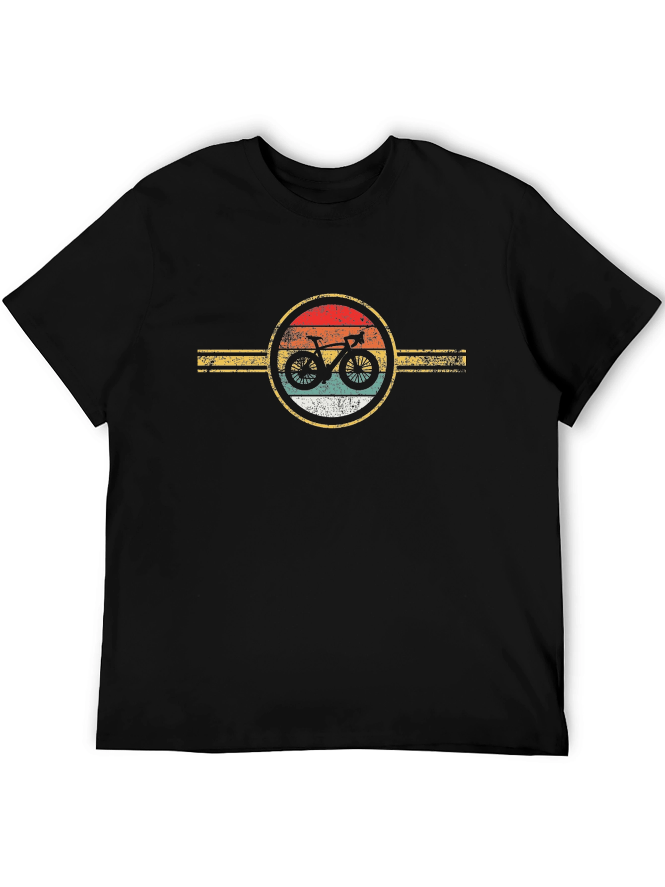 Retro Bicycle Graphic Tee - Black Cotton T-Shirt