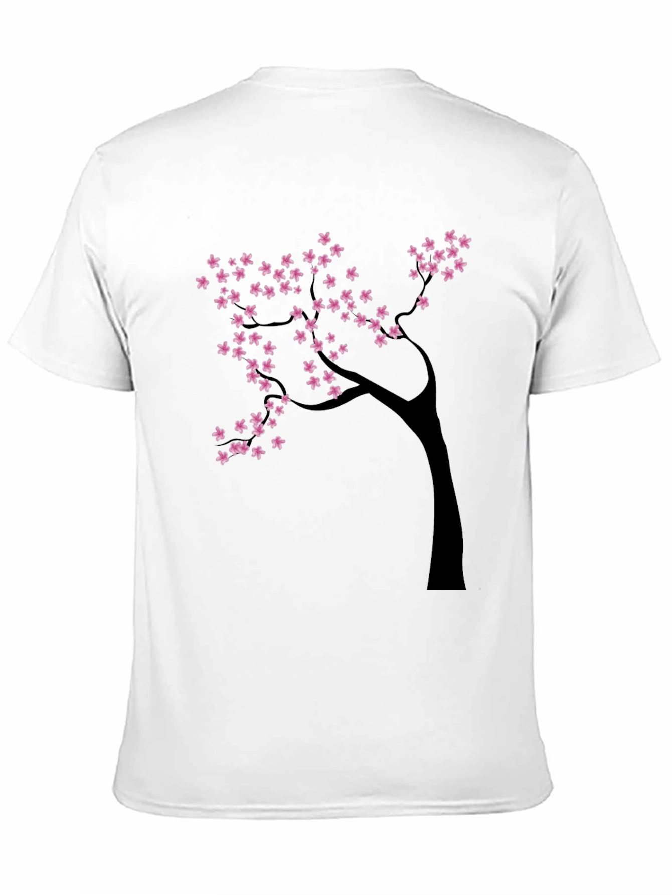 Black T-Shirt with Cherry Blossom Tree Design