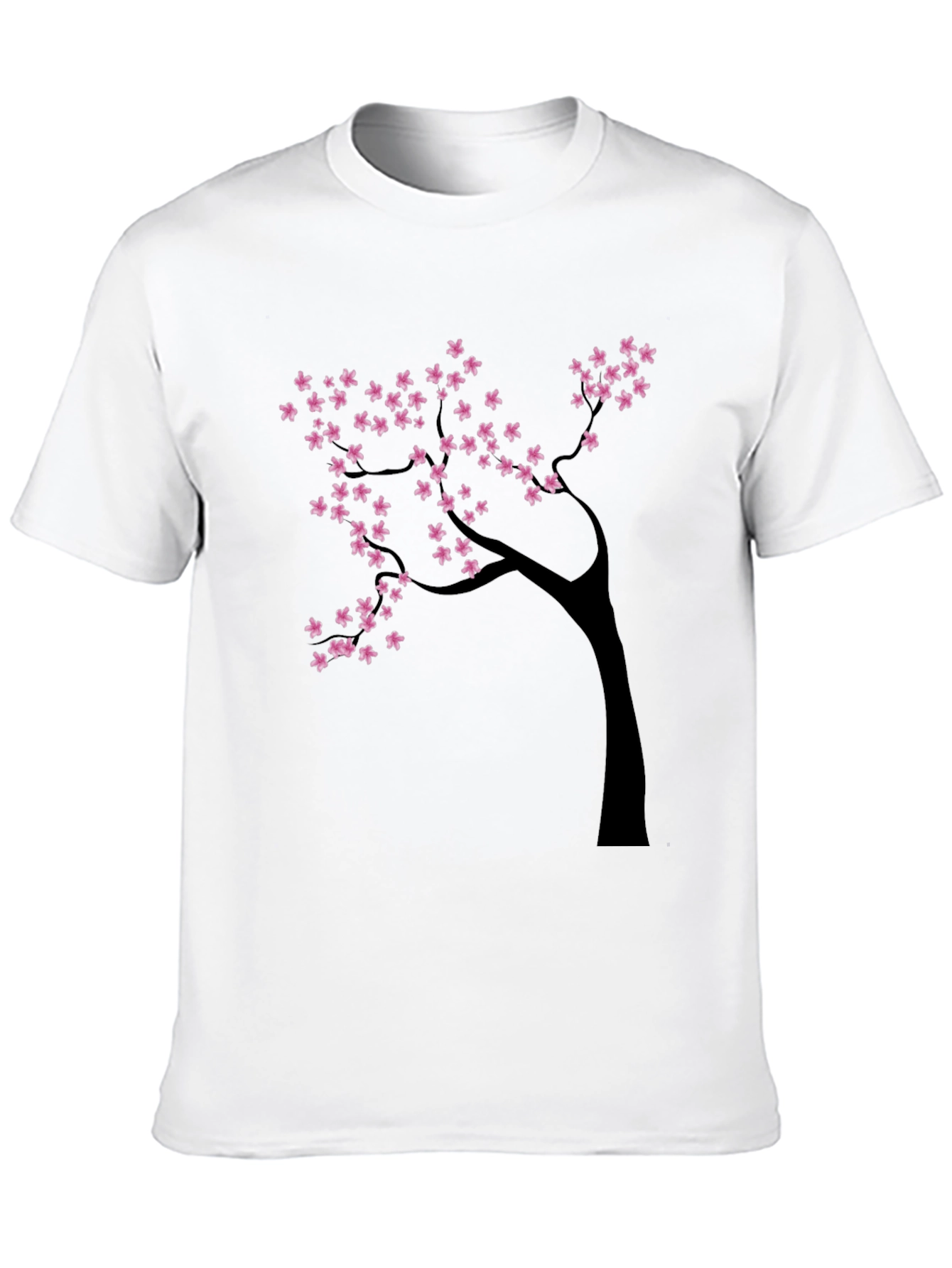 Black T-Shirt with Cherry Blossom Tree Design