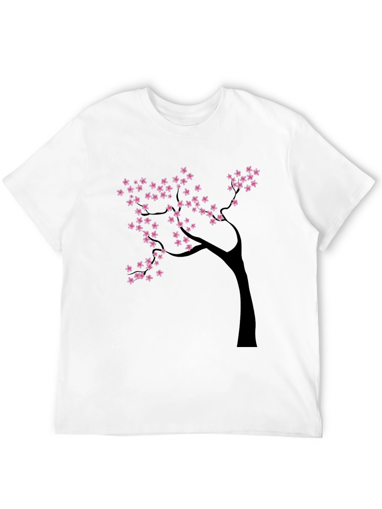 Black T-Shirt with Cherry Blossom Tree Design