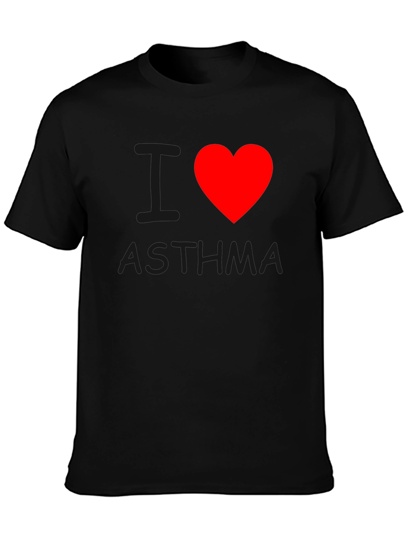 I Heart Asthma T-Shirt - Black Crew Neck Tee
