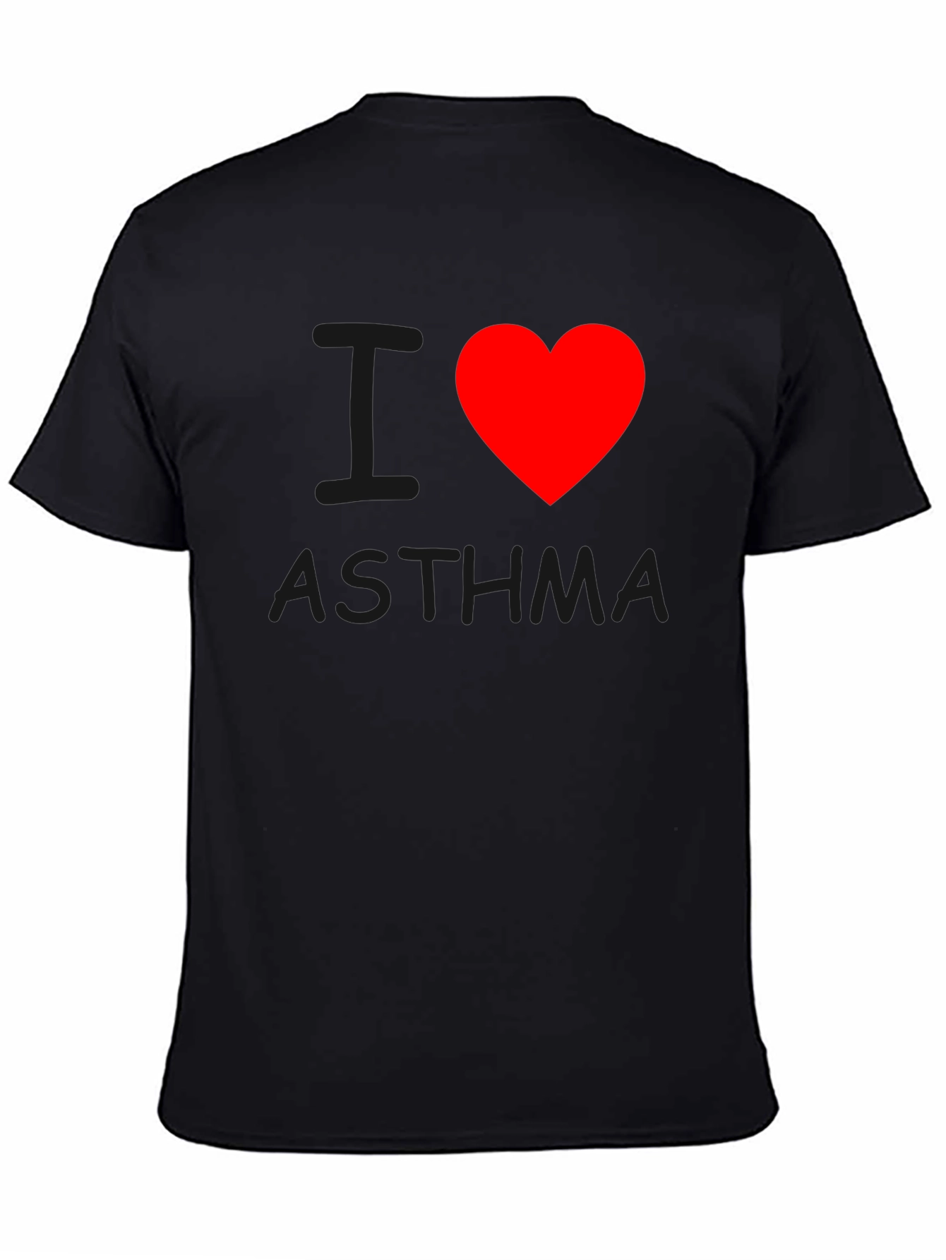 I Heart Asthma T-Shirt - Black Crew Neck Tee