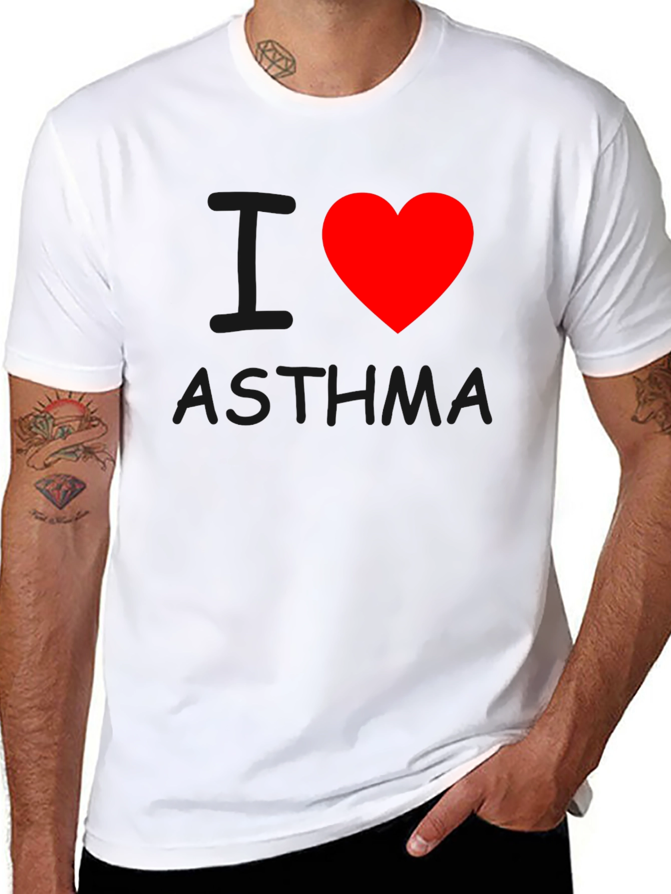 I Heart Asthma T-Shirt - Black Crew Neck Tee