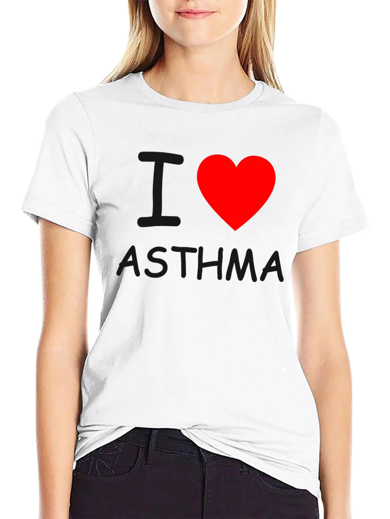 I Heart Asthma T-Shirt - Black Crew Neck Tee