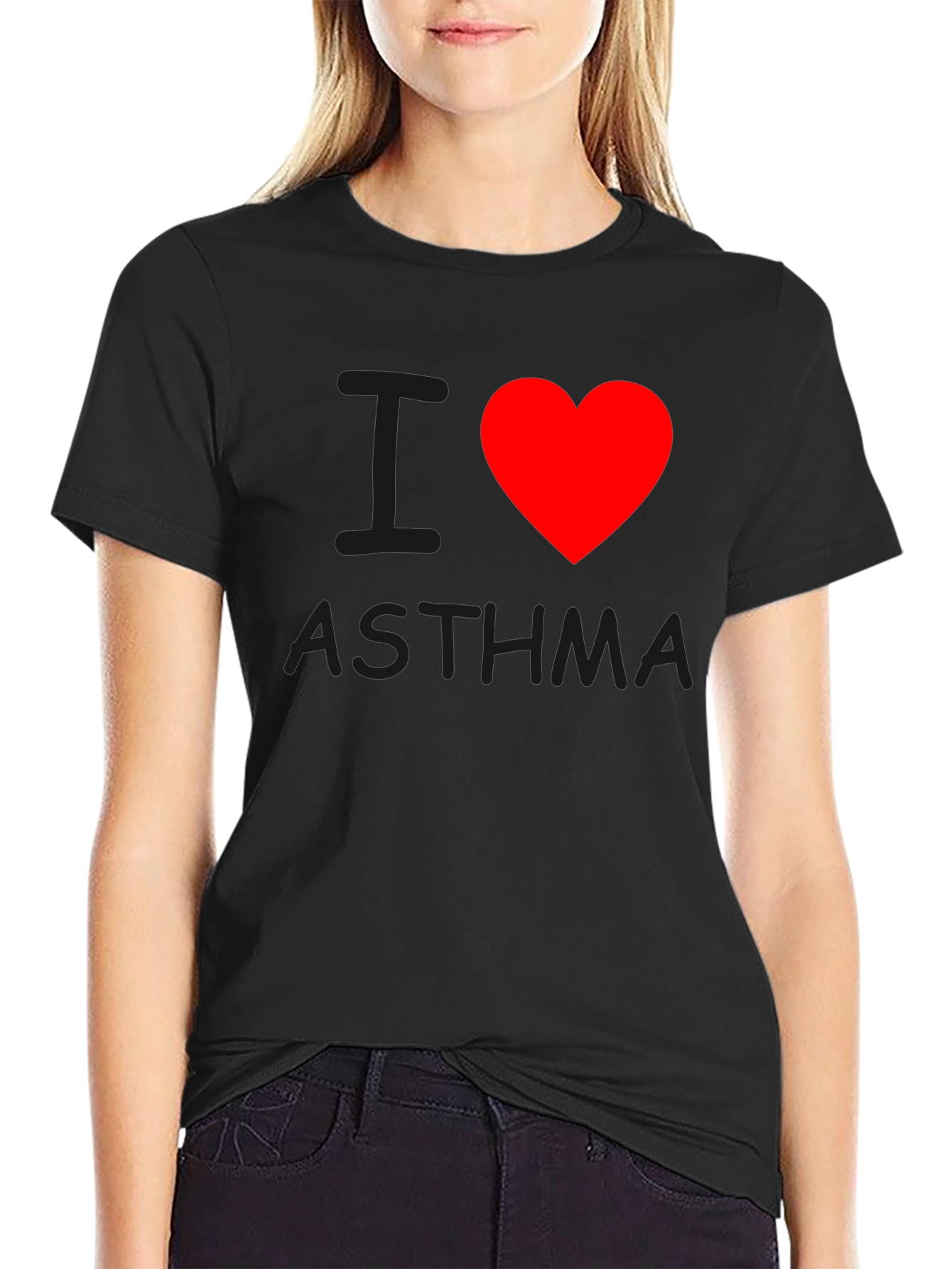 I Heart Asthma T-Shirt - Black Crew Neck Tee
