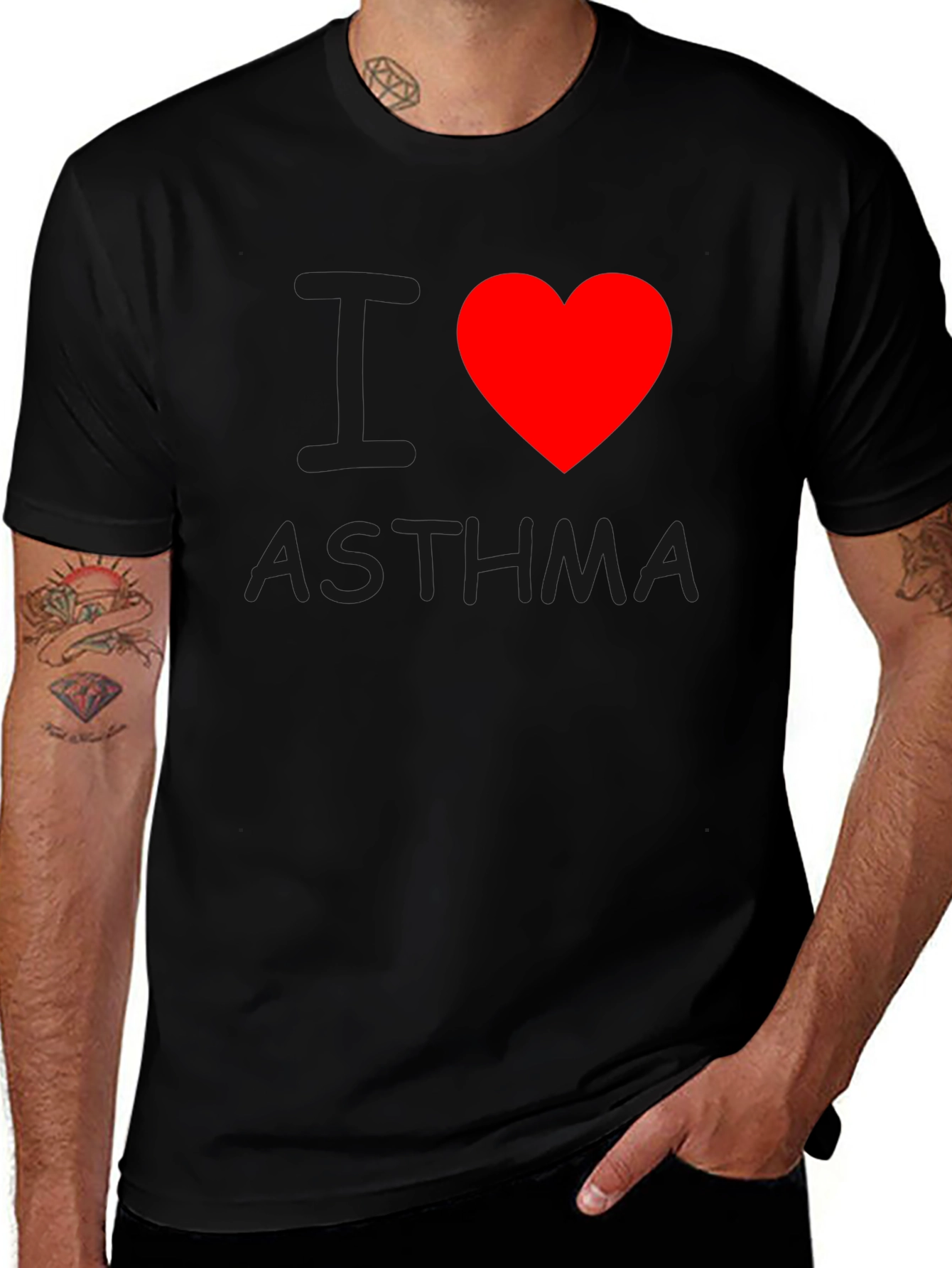 I Heart Asthma T-Shirt - Black Crew Neck Tee