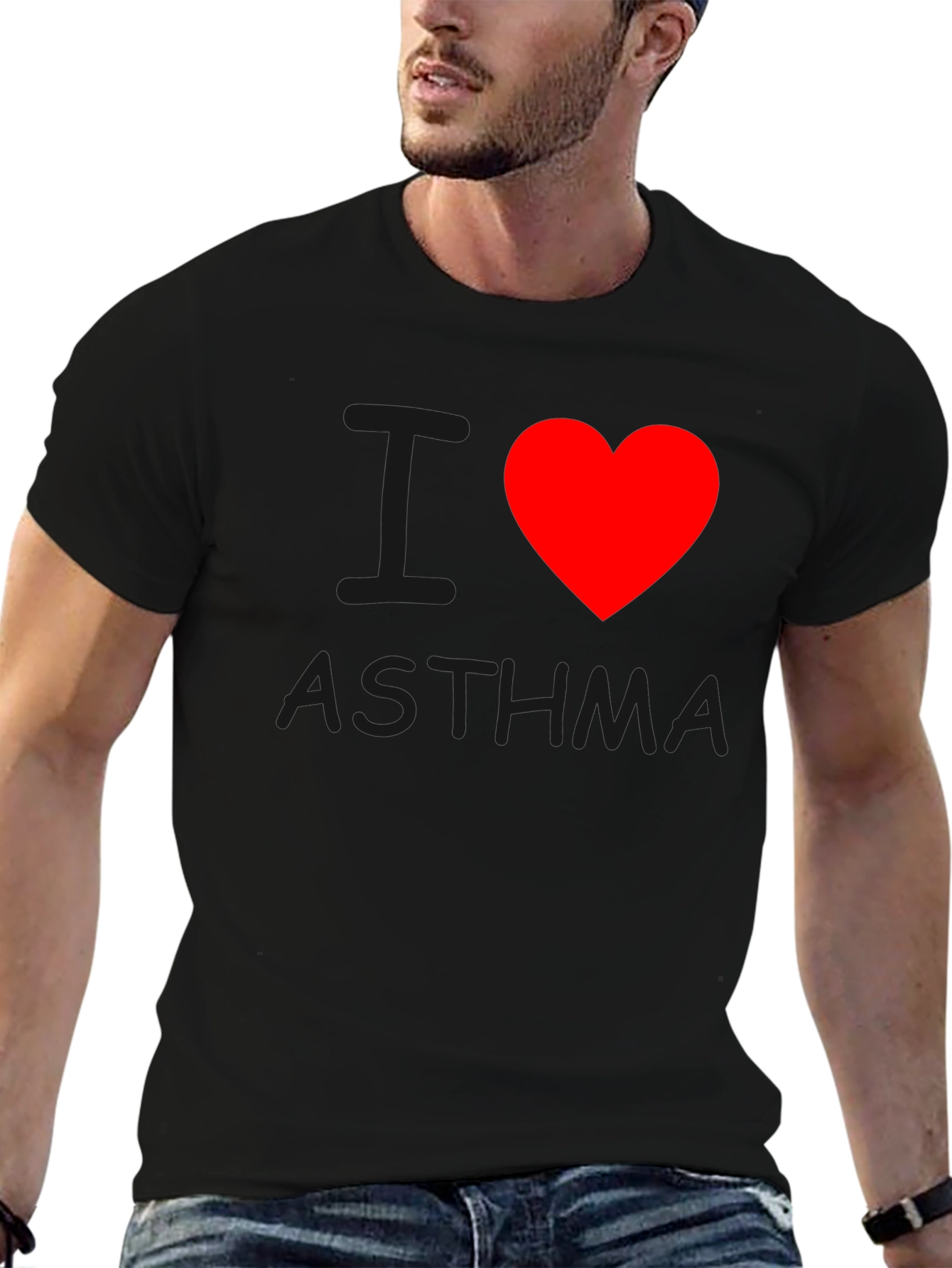 I Heart Asthma T-Shirt - Black Crew Neck Tee