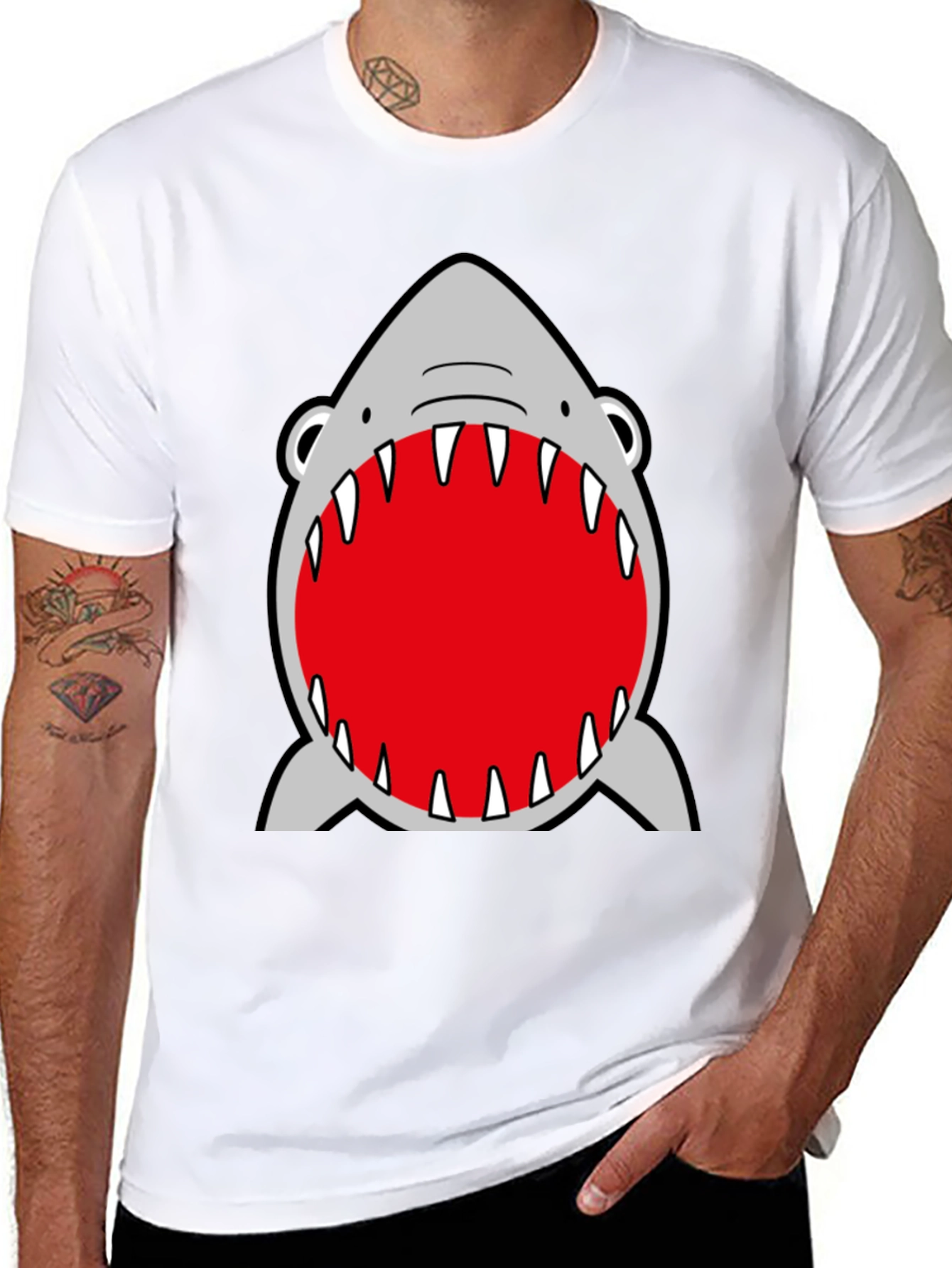 Shark Mouth Graphic Black T-Shirt