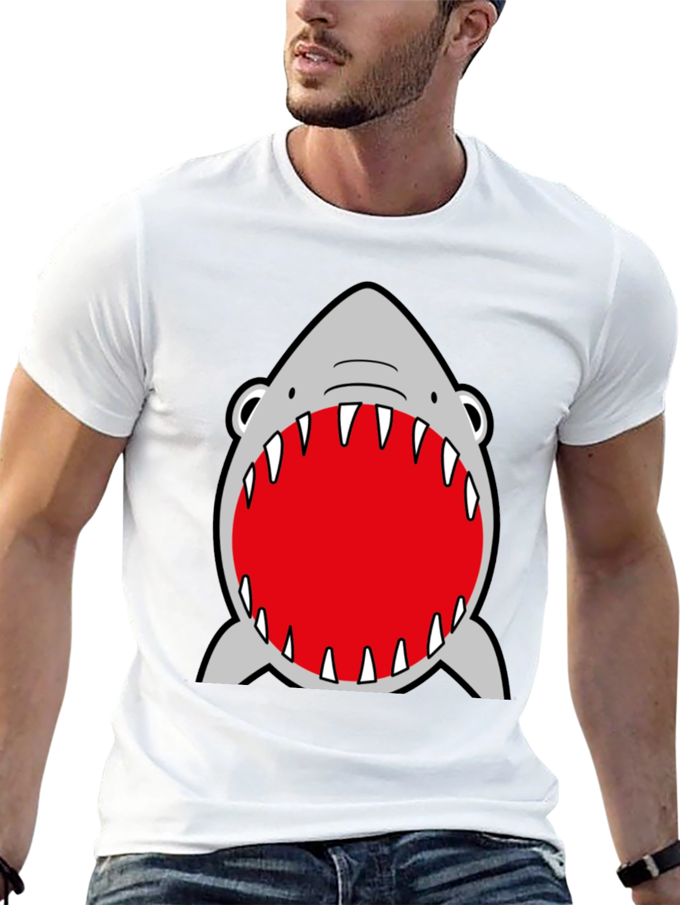 Shark Mouth Graphic Black T-Shirt