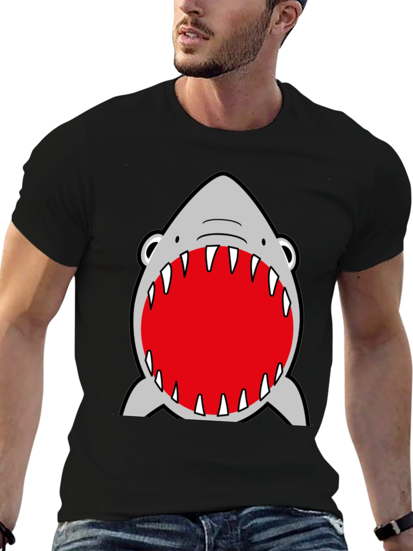 Shark Mouth Graphic Black T-Shirt