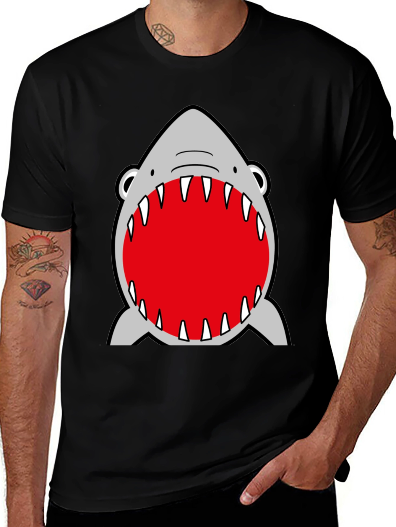 Shark Mouth Graphic Black T-Shirt