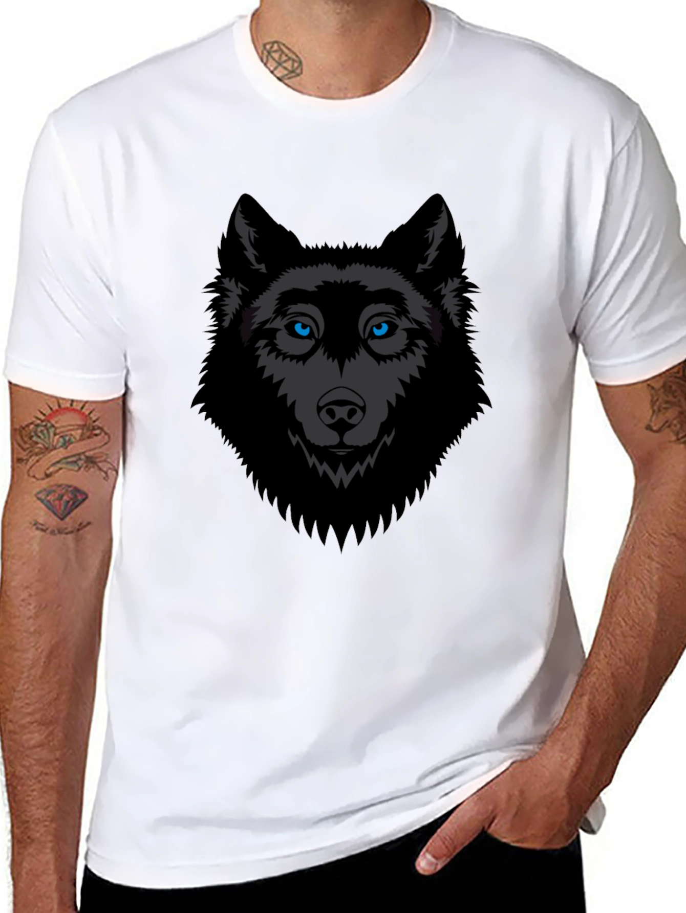 Black Wolf Graphic Tee - Mens Stylish Cotton T-Shirt