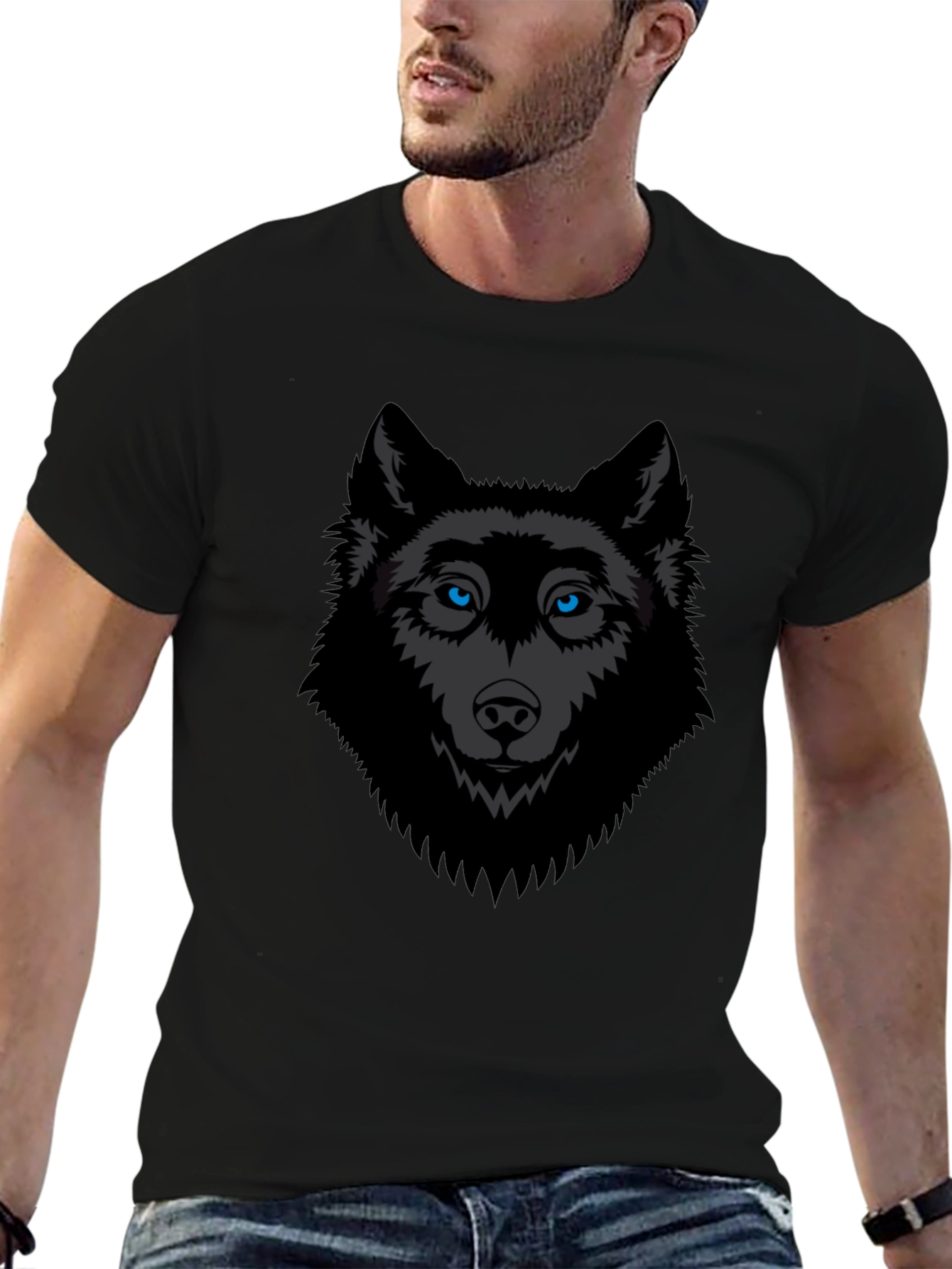 Black Wolf Graphic Tee - Mens Stylish Cotton T-Shirt