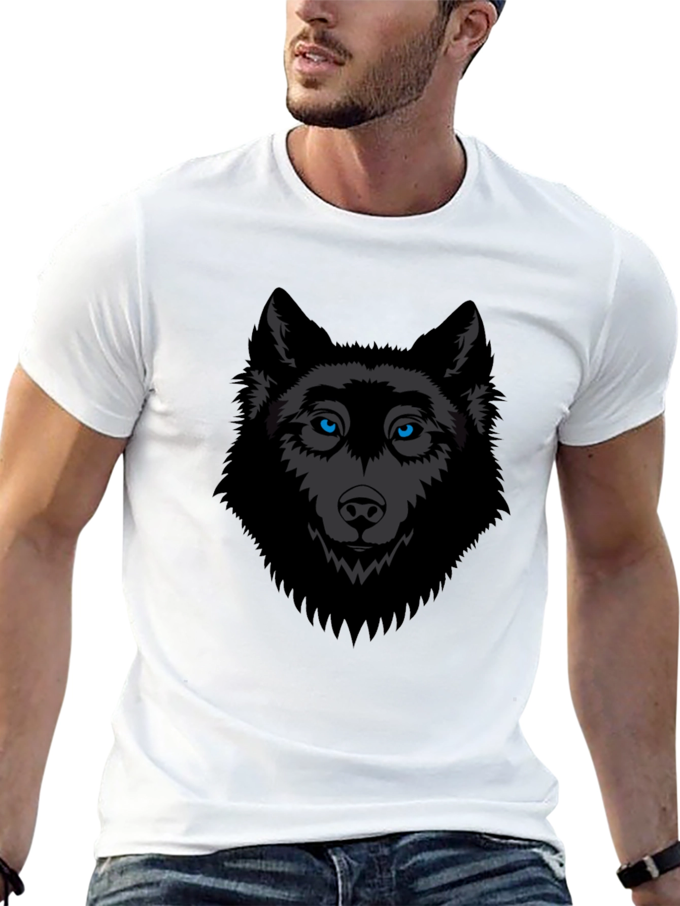 Black Wolf Graphic Tee - Mens Stylish Cotton T-Shirt