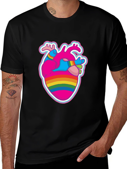 Anatomical Heart Pride T-Shirt - Black Crew Neck