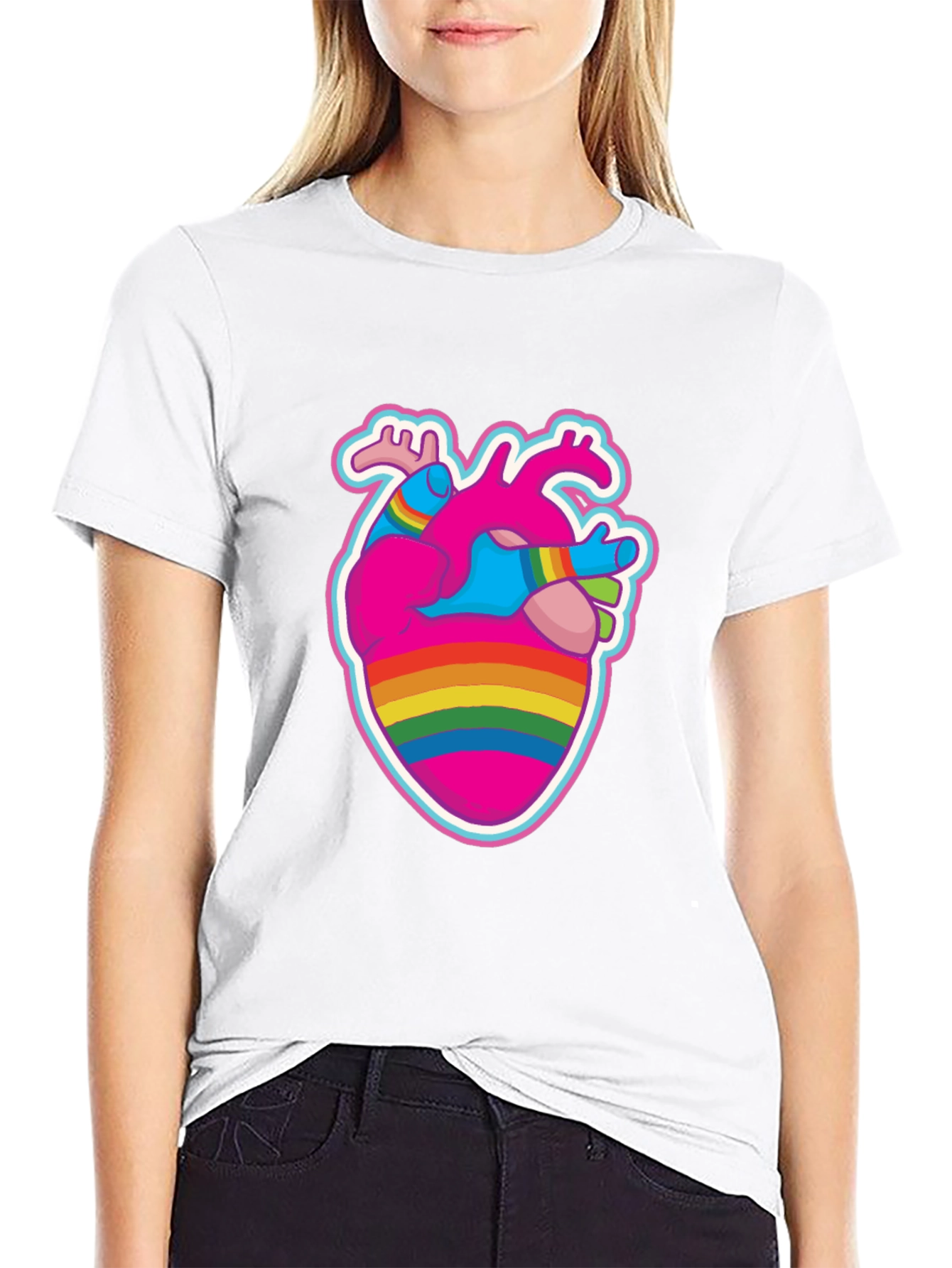 Anatomical Heart Pride T-Shirt - Black Crew Neck