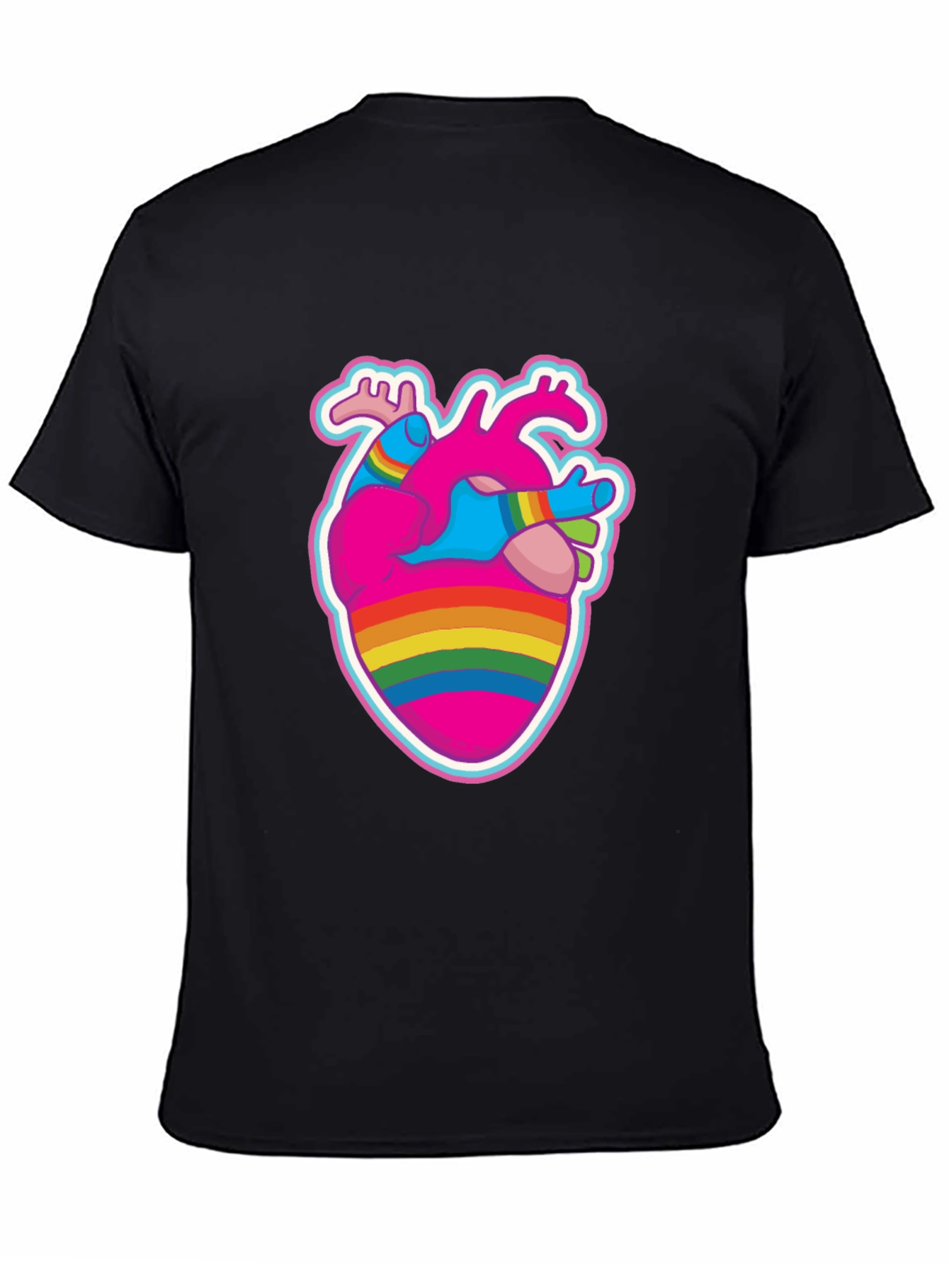 Anatomical Heart Pride T-Shirt - Black Crew Neck