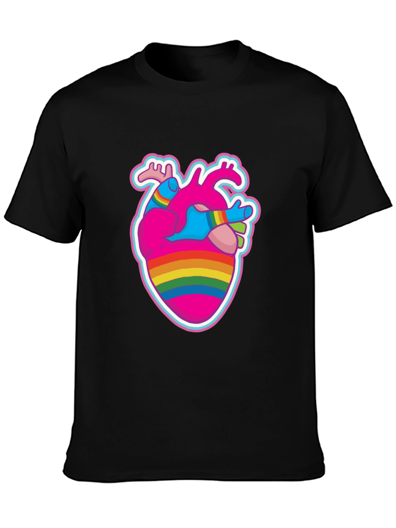 Anatomical Heart Pride T-Shirt - Black Crew Neck