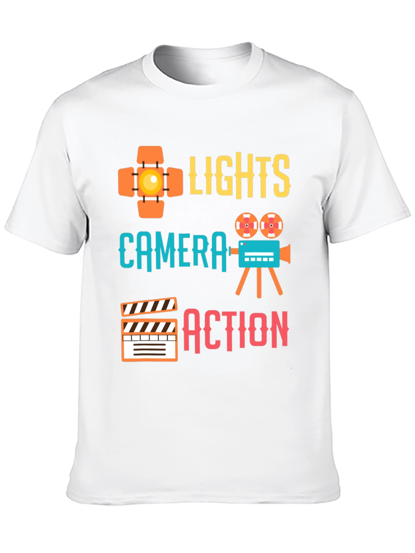 Lights Camera Action Graphic Tee - Film Crew T-Shirt