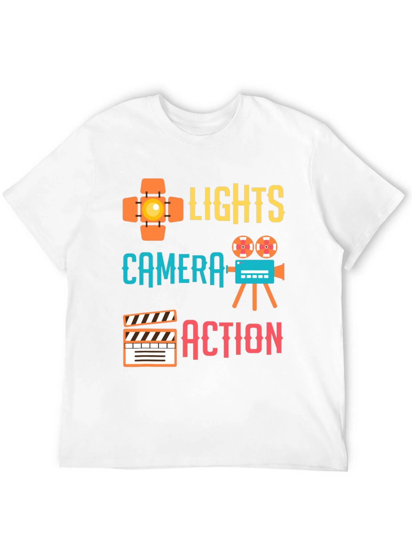Lights Camera Action Graphic Tee - Film Crew T-Shirt