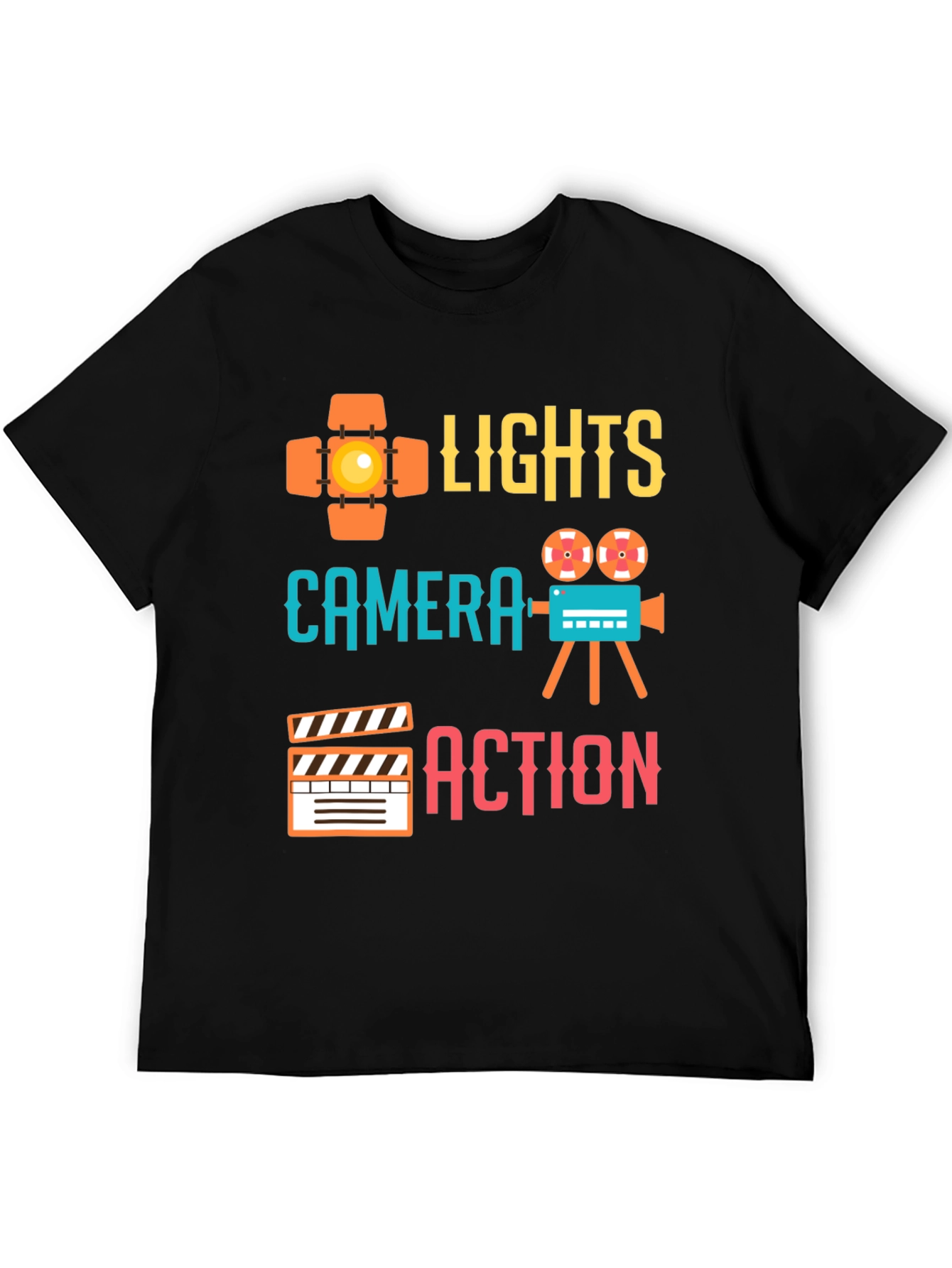 Lights Camera Action Graphic Tee - Film Crew T-Shirt