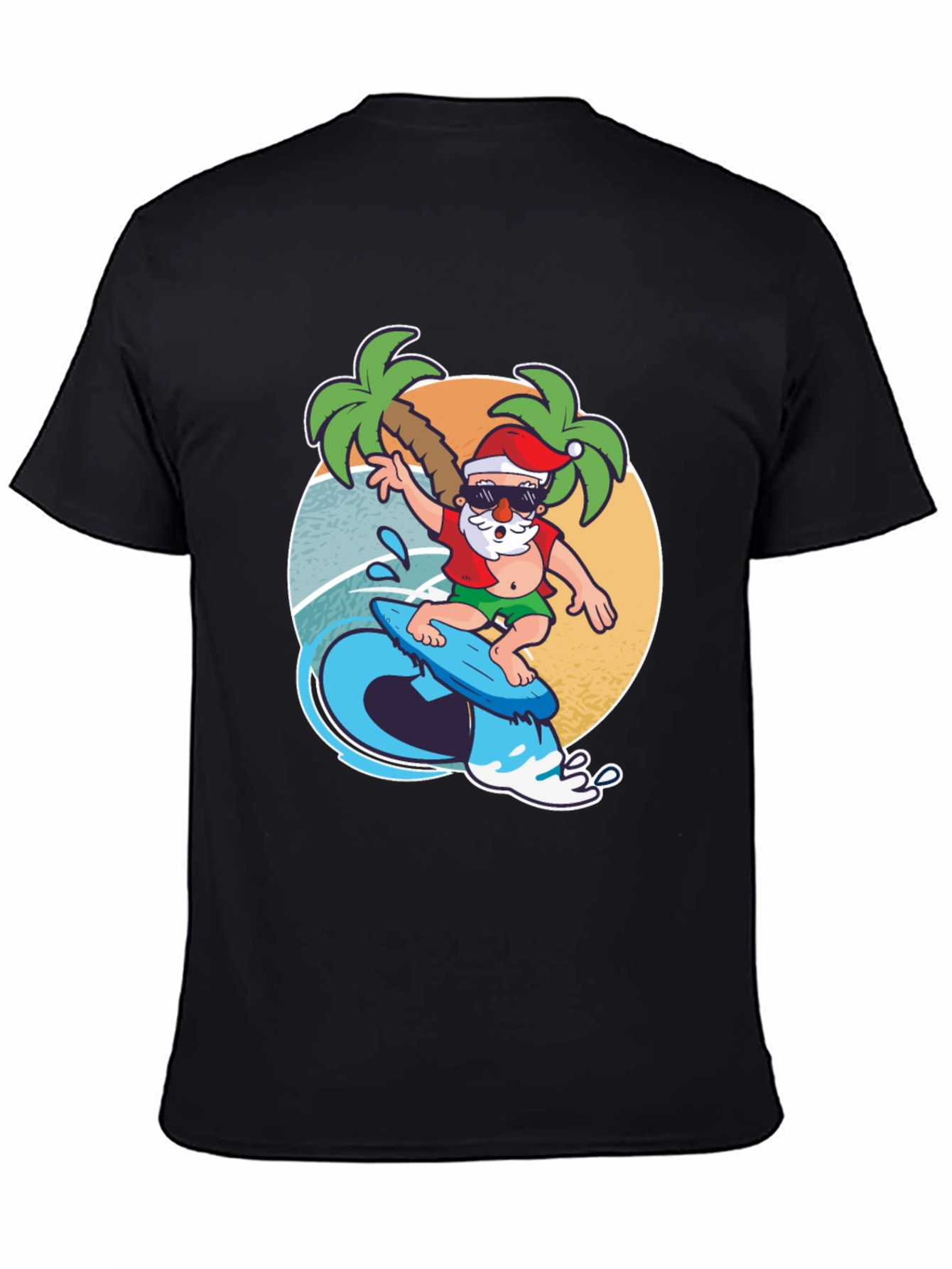 Surfing Santa T-Shirt - Holiday Beach Vibes