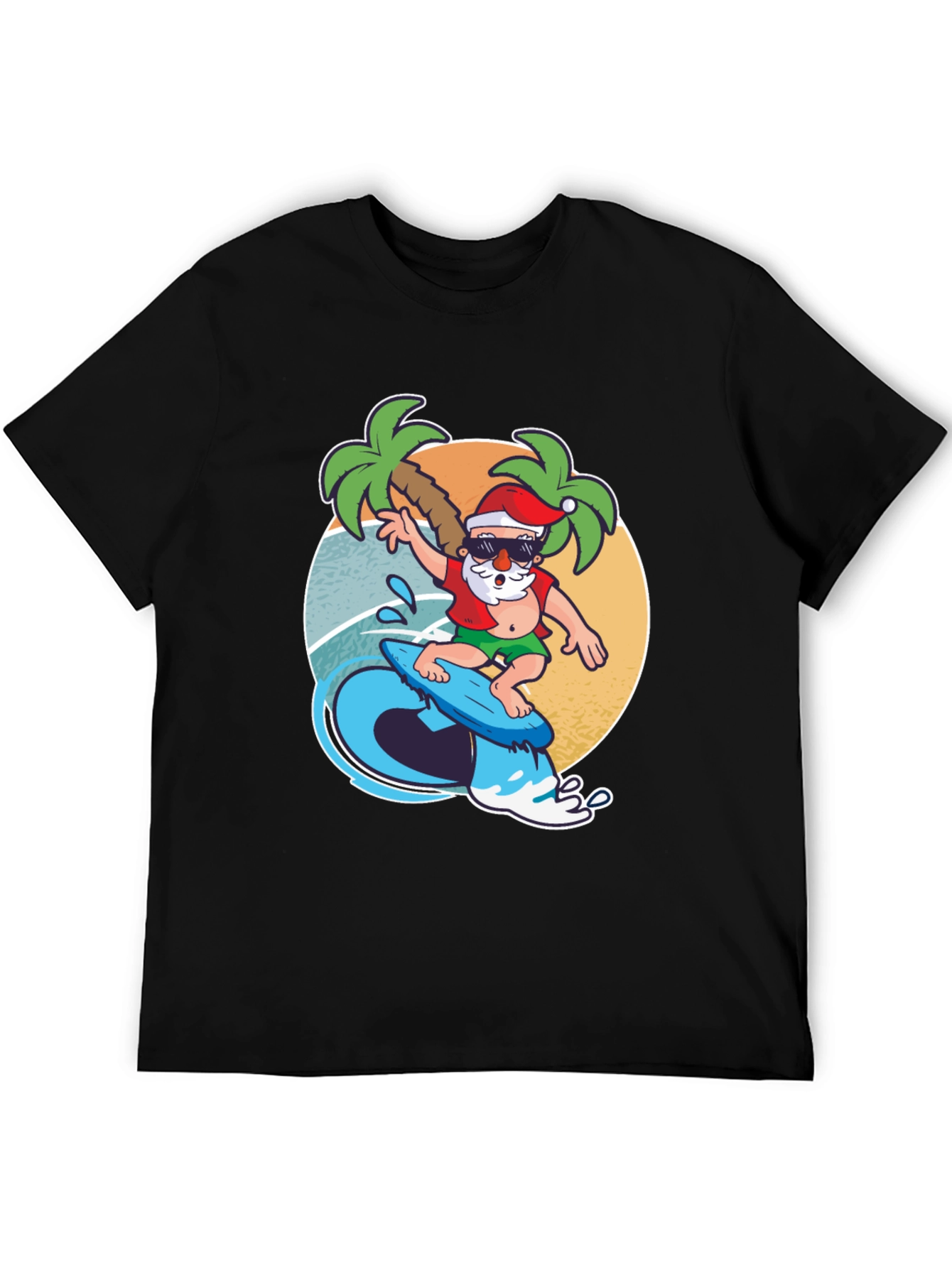 Surfing Santa T-Shirt - Holiday Beach Vibes