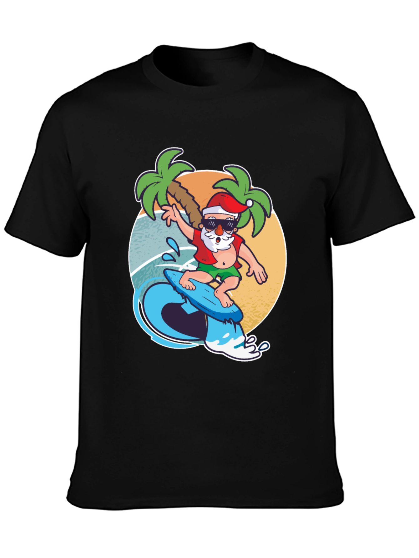 Surfing Santa T-Shirt - Holiday Beach Vibes