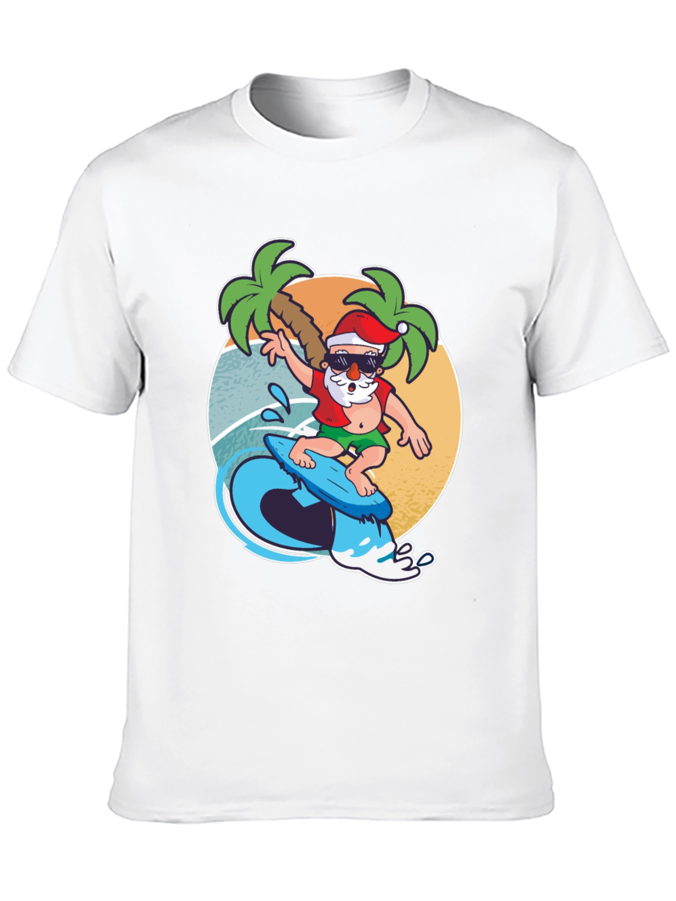 Surfing Santa T-Shirt - Holiday Beach Vibes