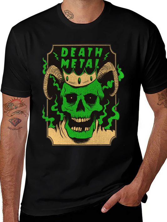 Death Metal Skull T-Shirt - Green Graphic Tee