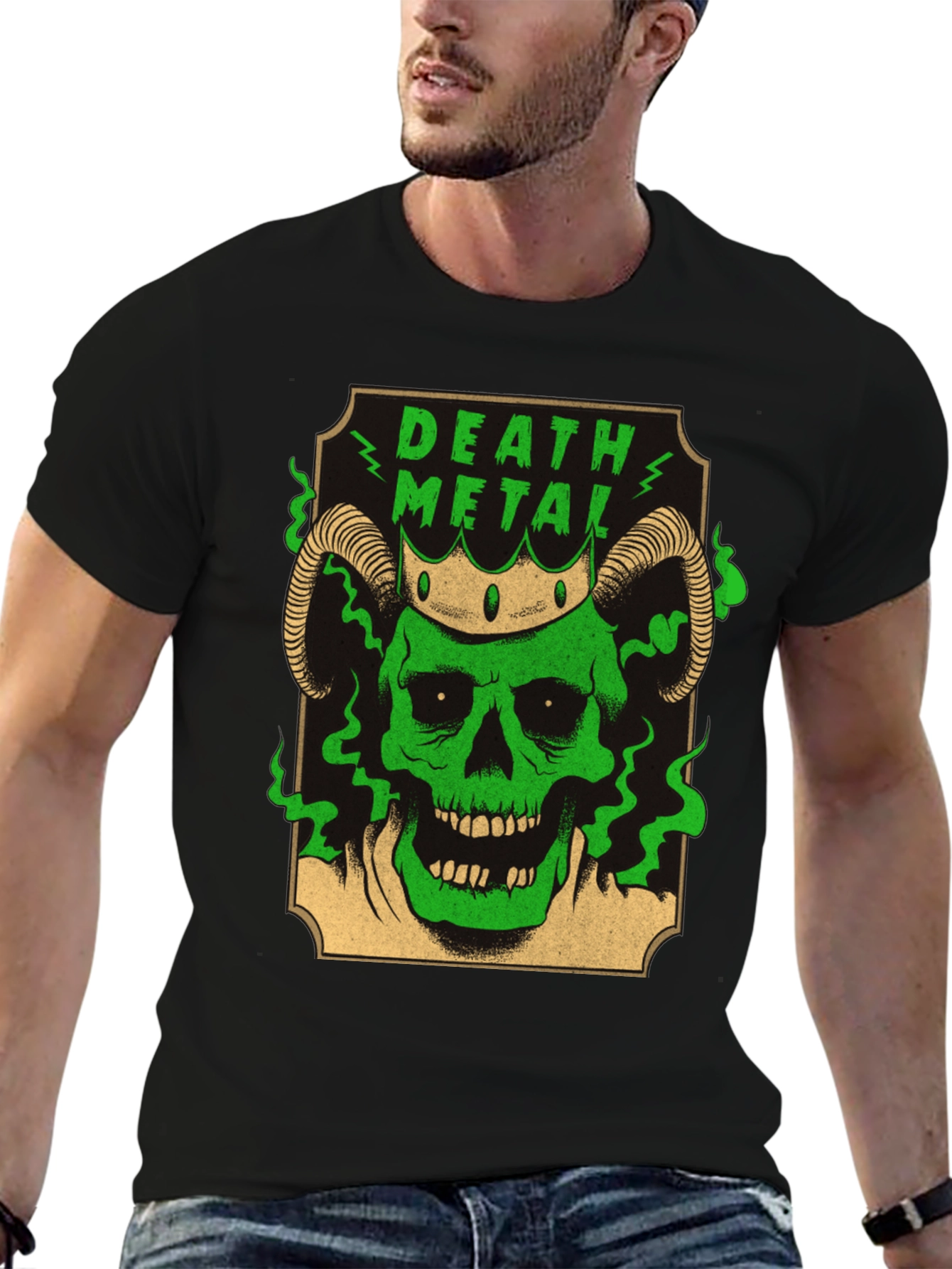Death Metal Skull T-Shirt - Green Graphic Tee