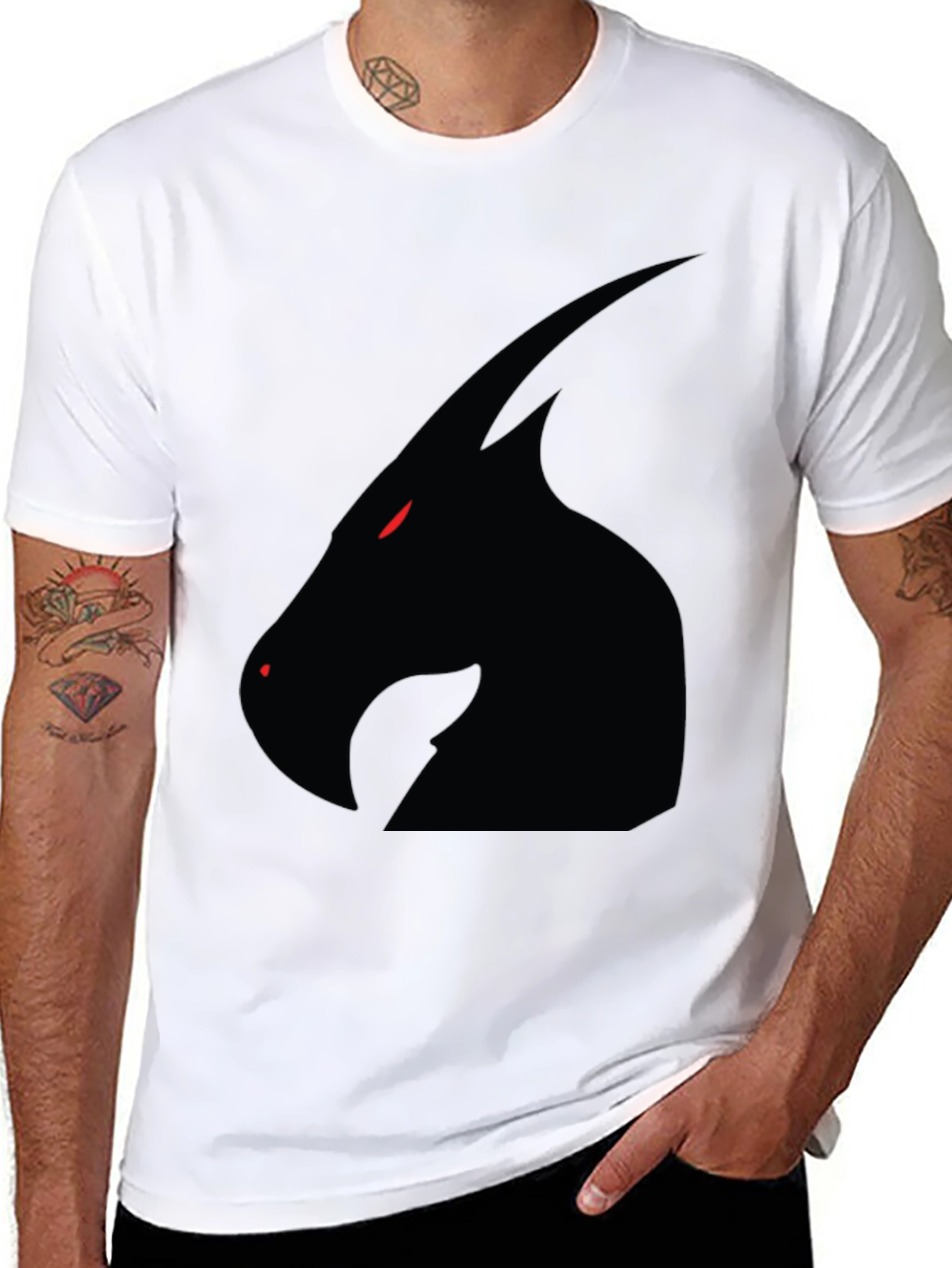 Mens Black T-Shirt - Dragon Silhouette Graphic Tee