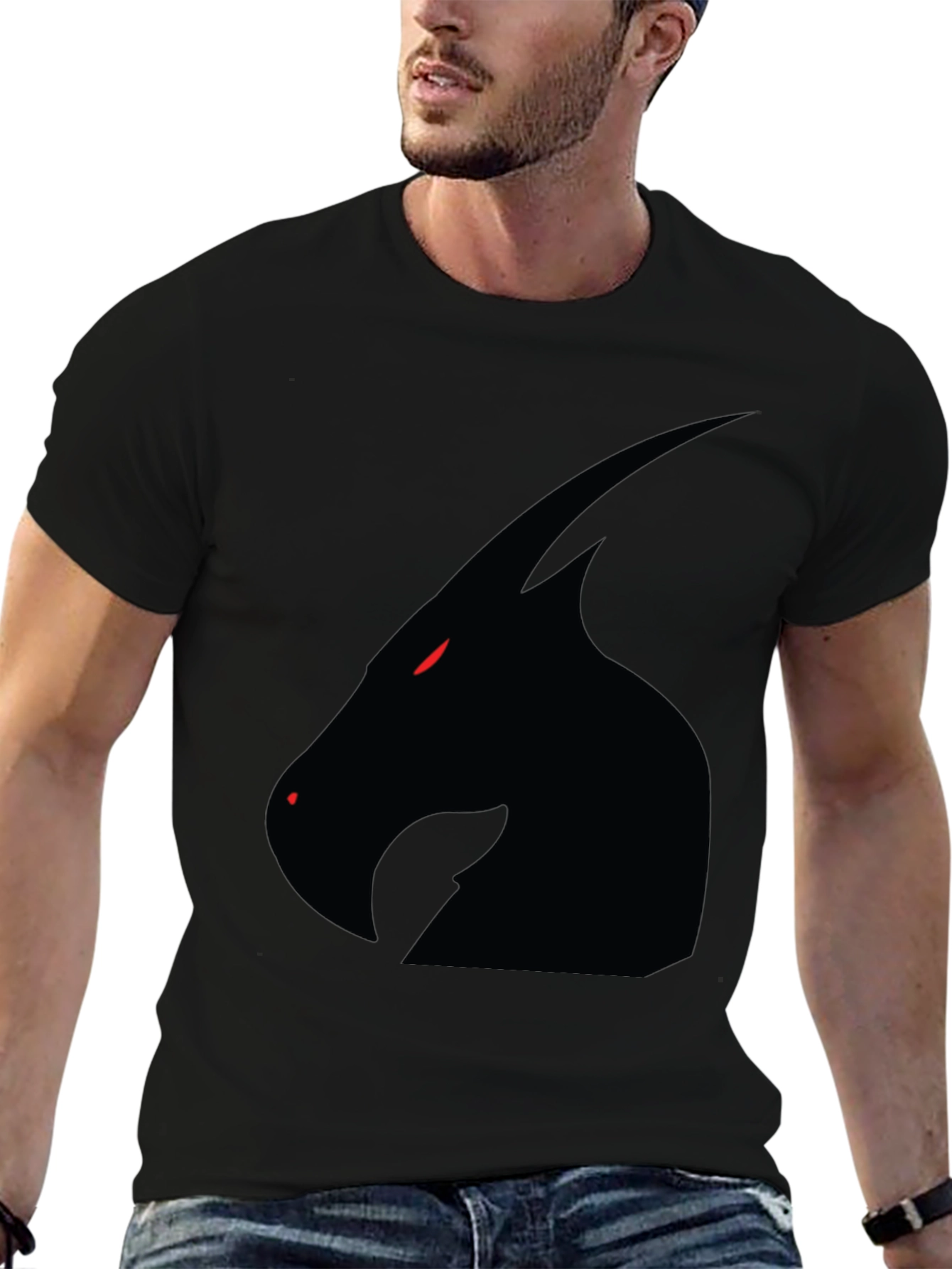 Mens Black T-Shirt - Dragon Silhouette Graphic Tee