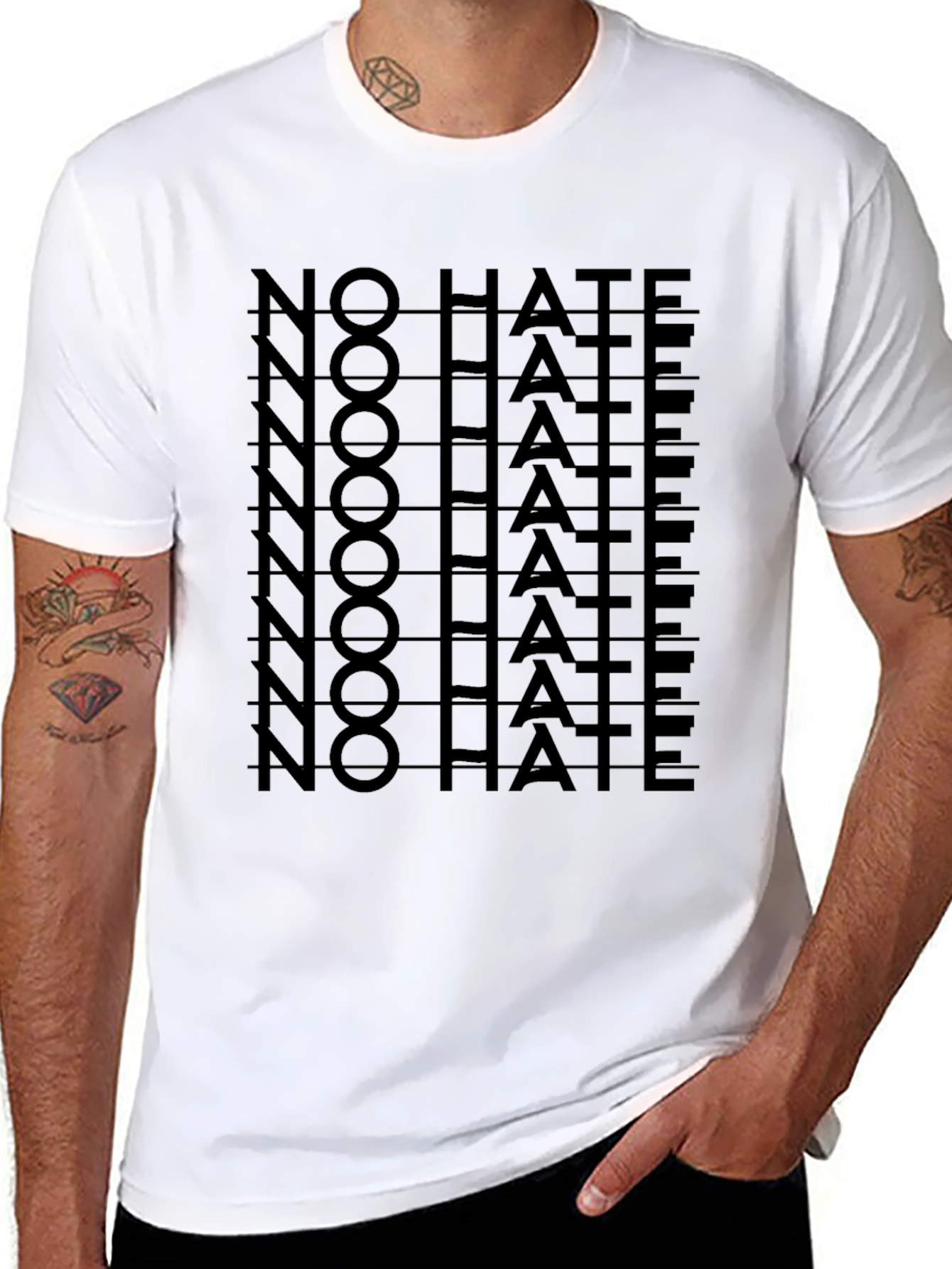 No Hate Graphic Print Black T-Shirt