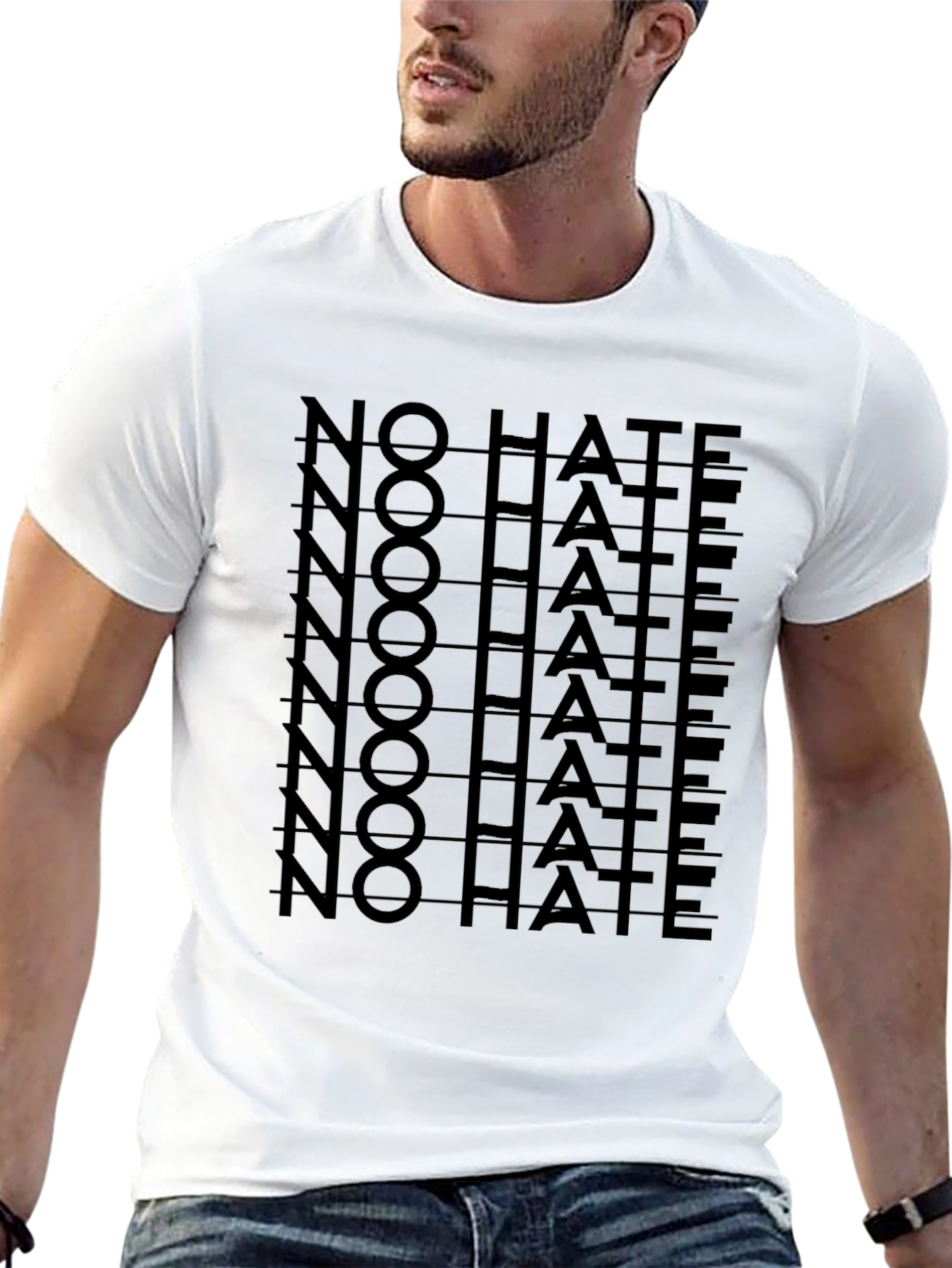 No Hate Graphic Print Black T-Shirt