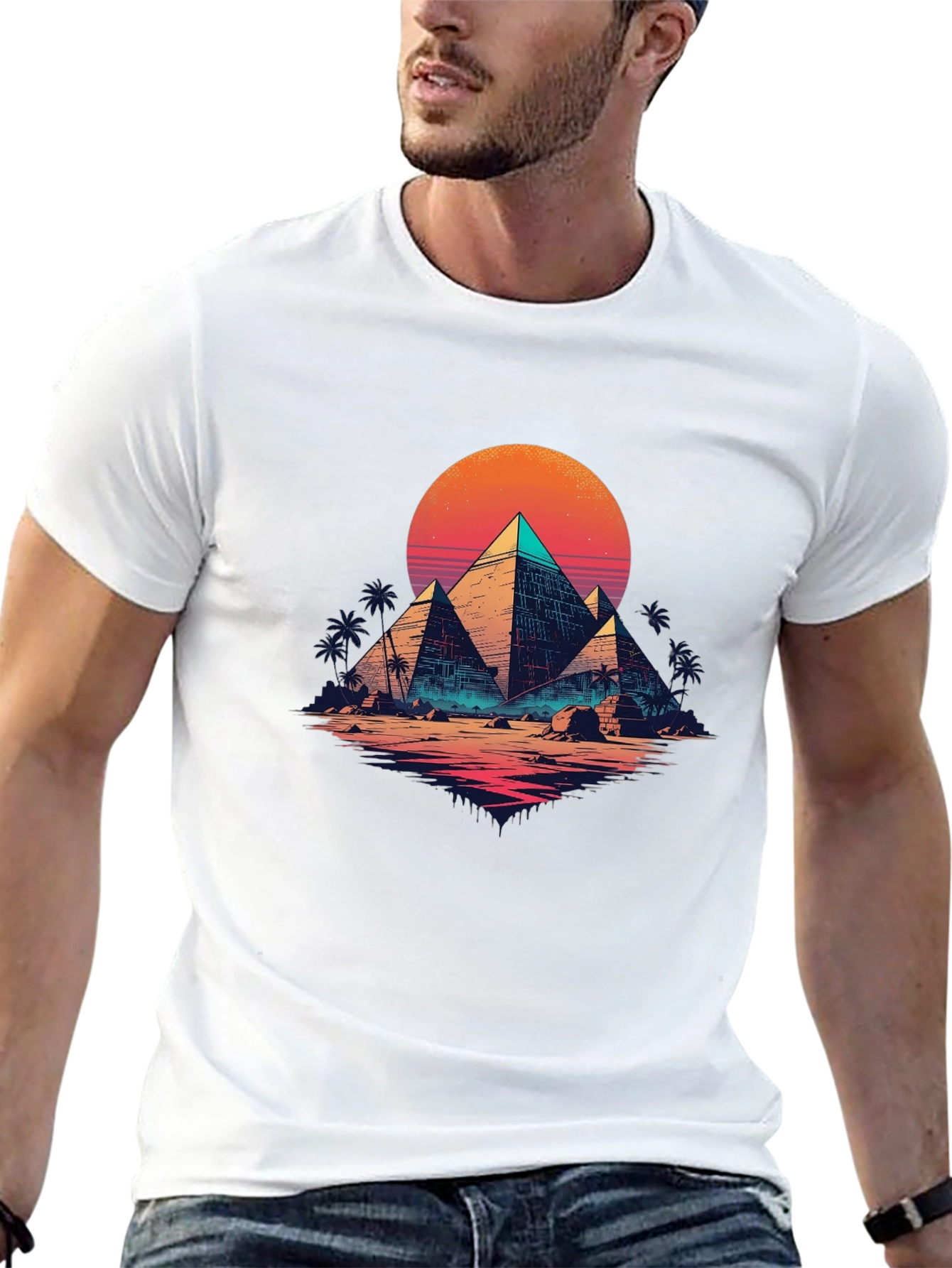 Retro Egypt Pyramids Graphic T-Shirt