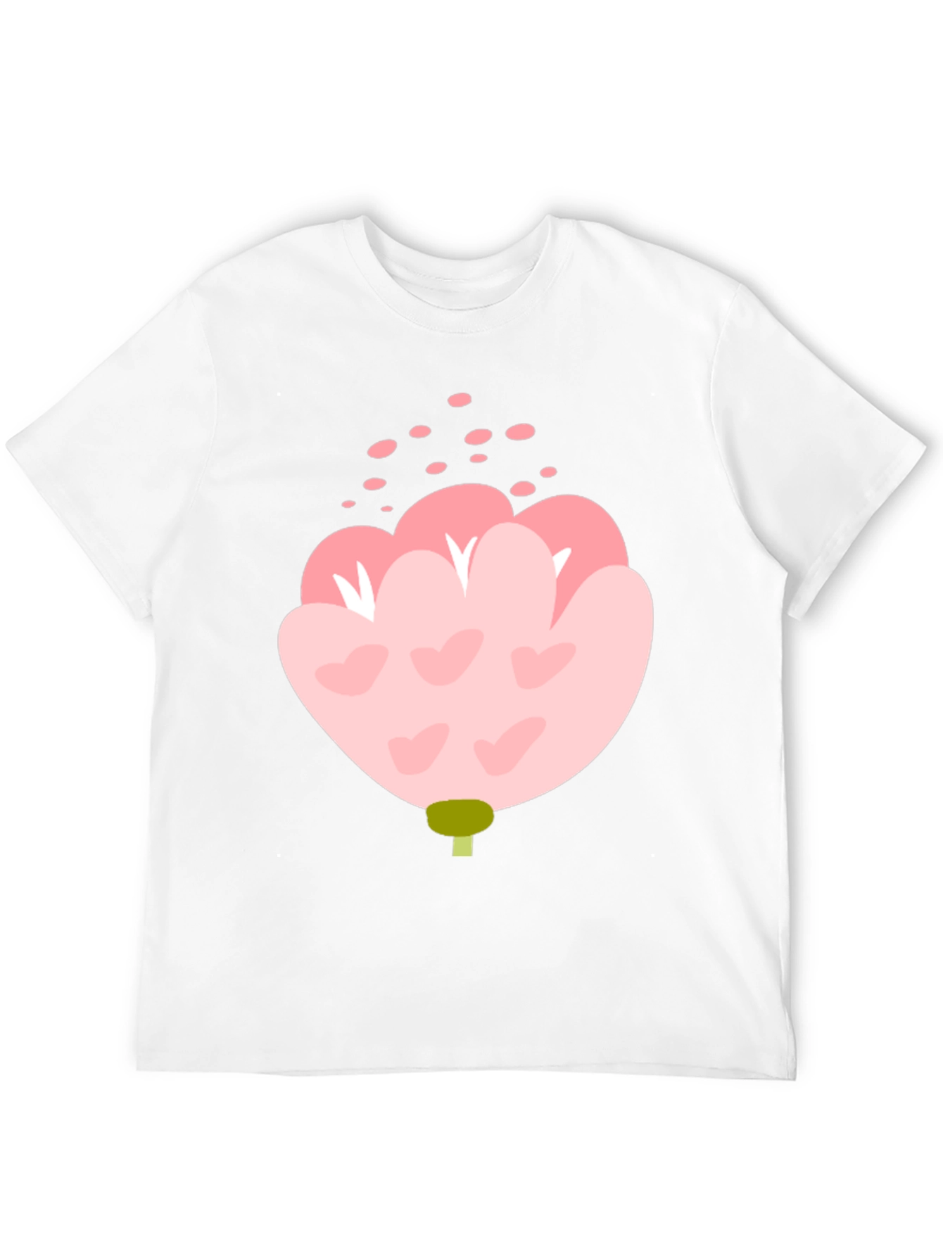 Pink Floral Graphic Tee - Black Cotton Blend
