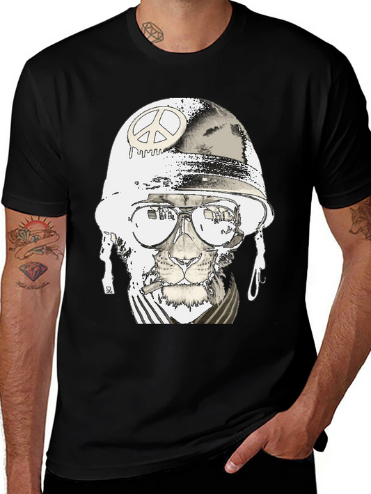 Peace Lion Graphic T-Shirt - Black
