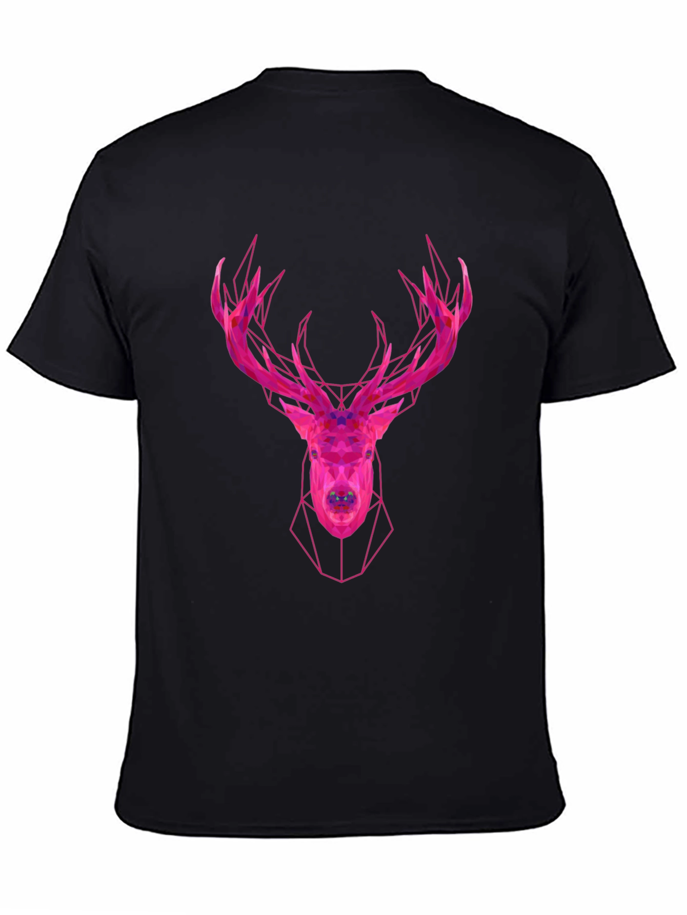 Geometric Deer Head Graphic Tee - Modern Style