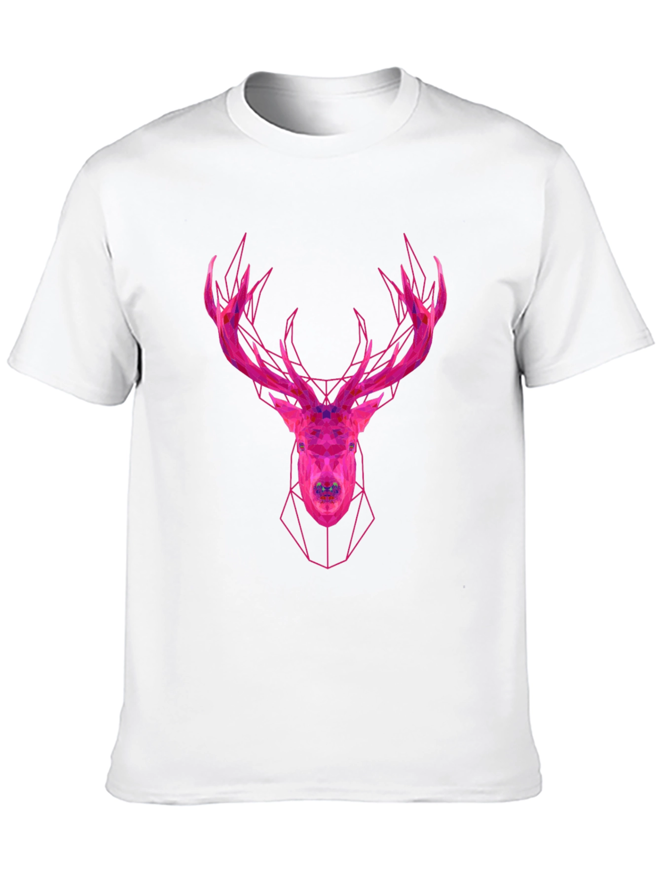 Geometric Deer Head Graphic Tee - Modern Style