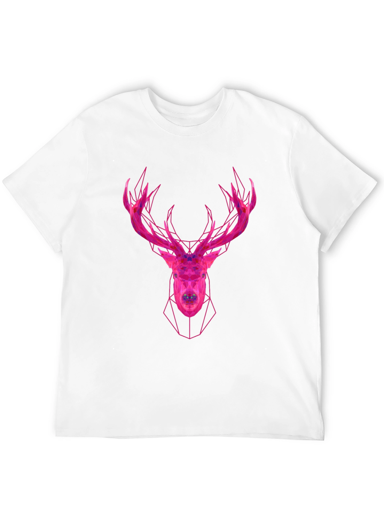 Geometric Deer Head Graphic Tee - Modern Style