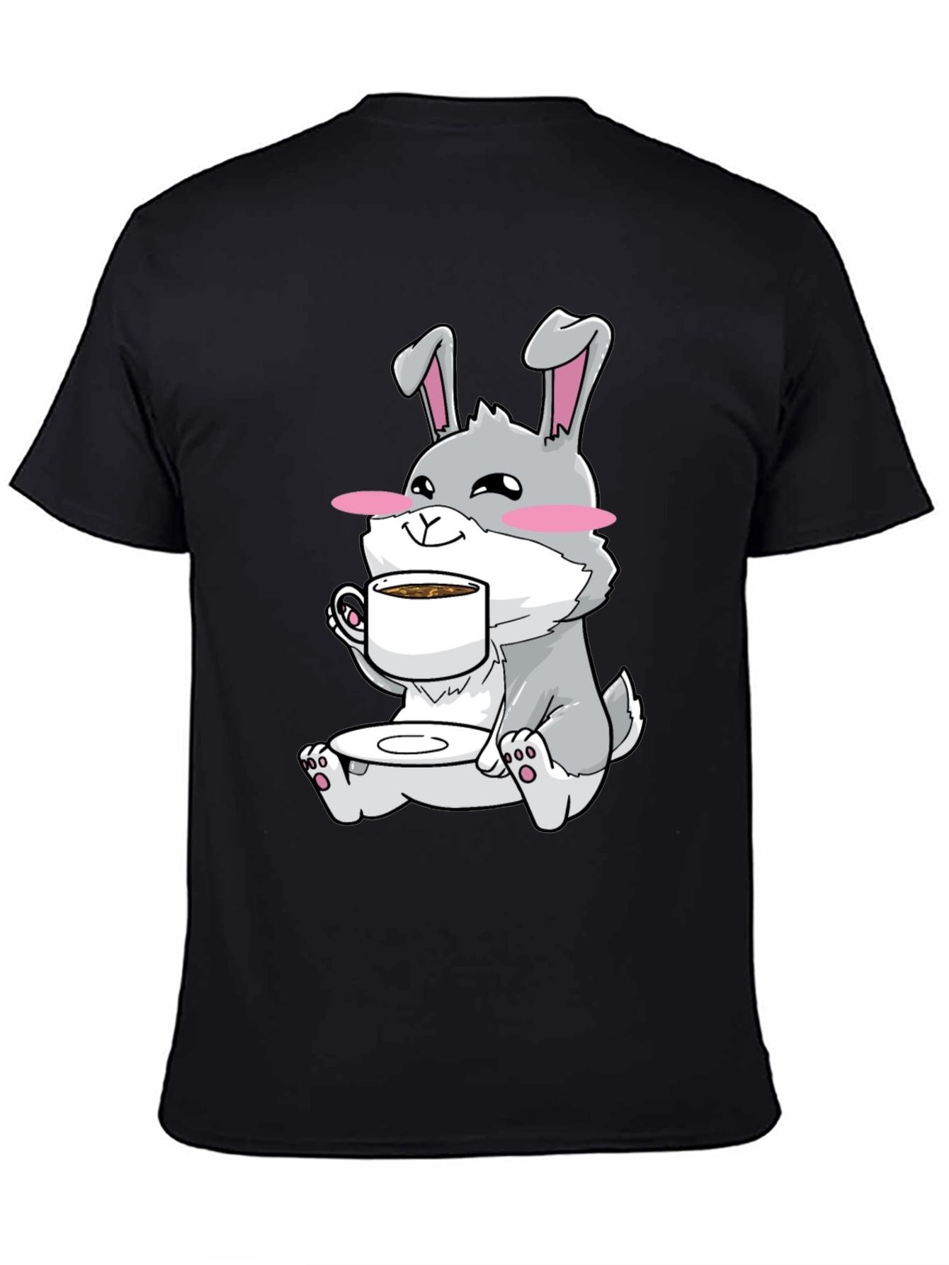 Bunny Sipping Coffee T-Shirt - Cute Graphic Tee