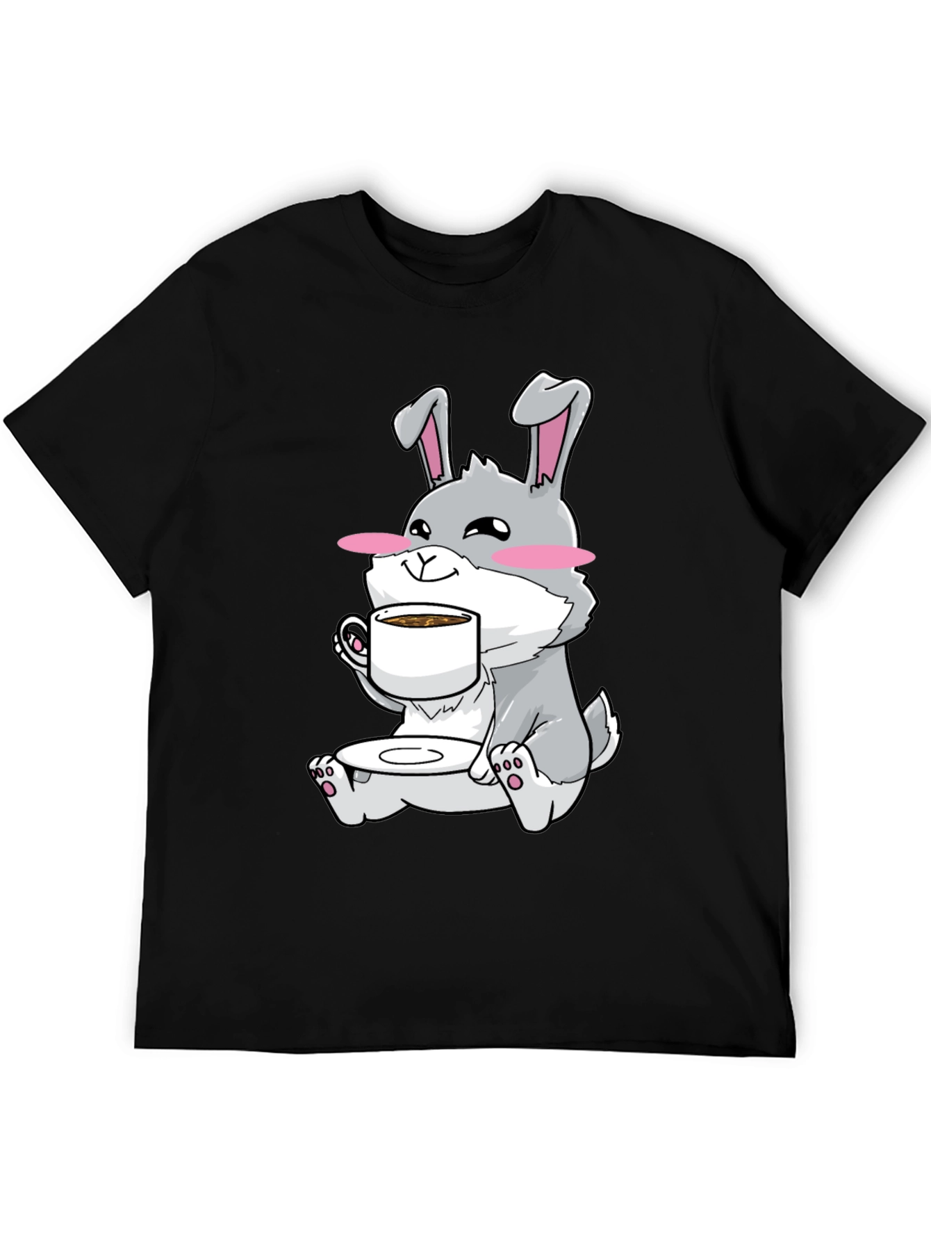 Bunny Sipping Coffee T-Shirt - Cute Graphic Tee